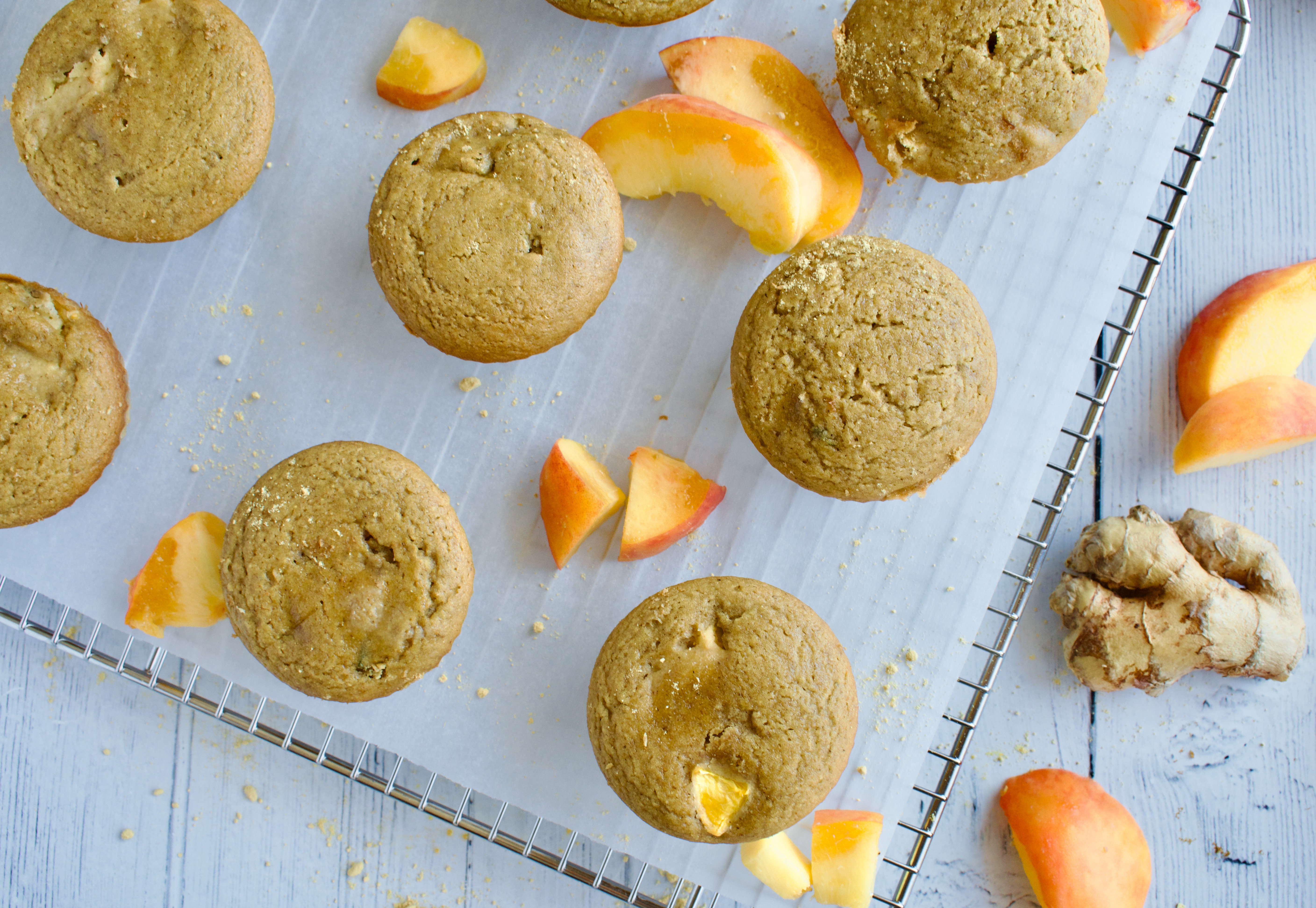 gluten free and paleo ginger peach muffins