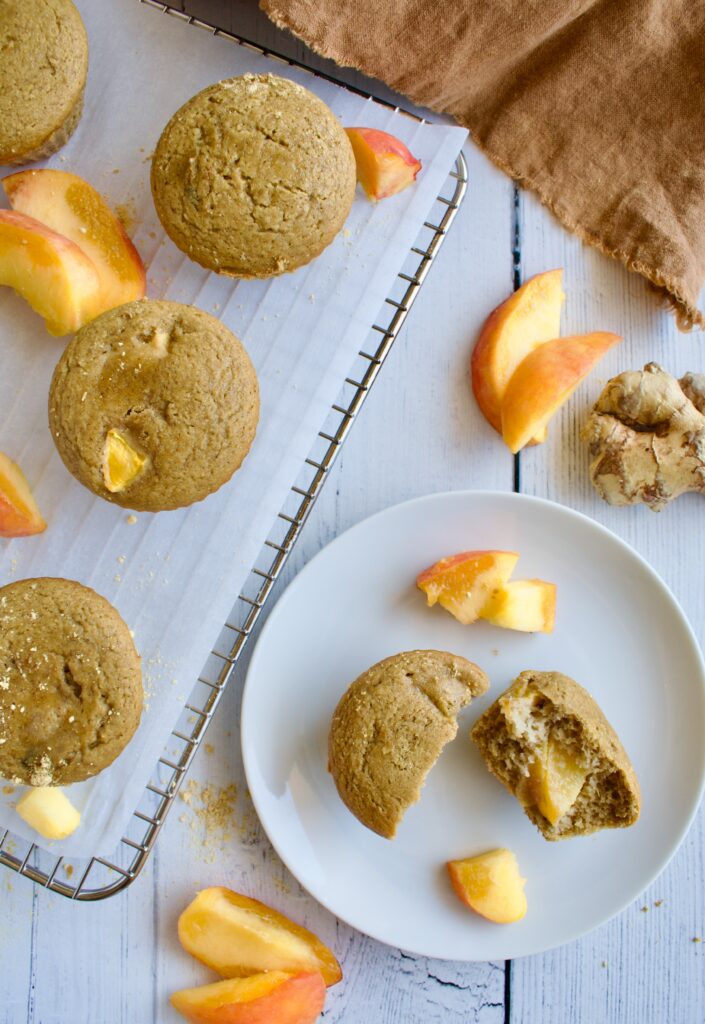 paleo and dairy free ginger peach muffins