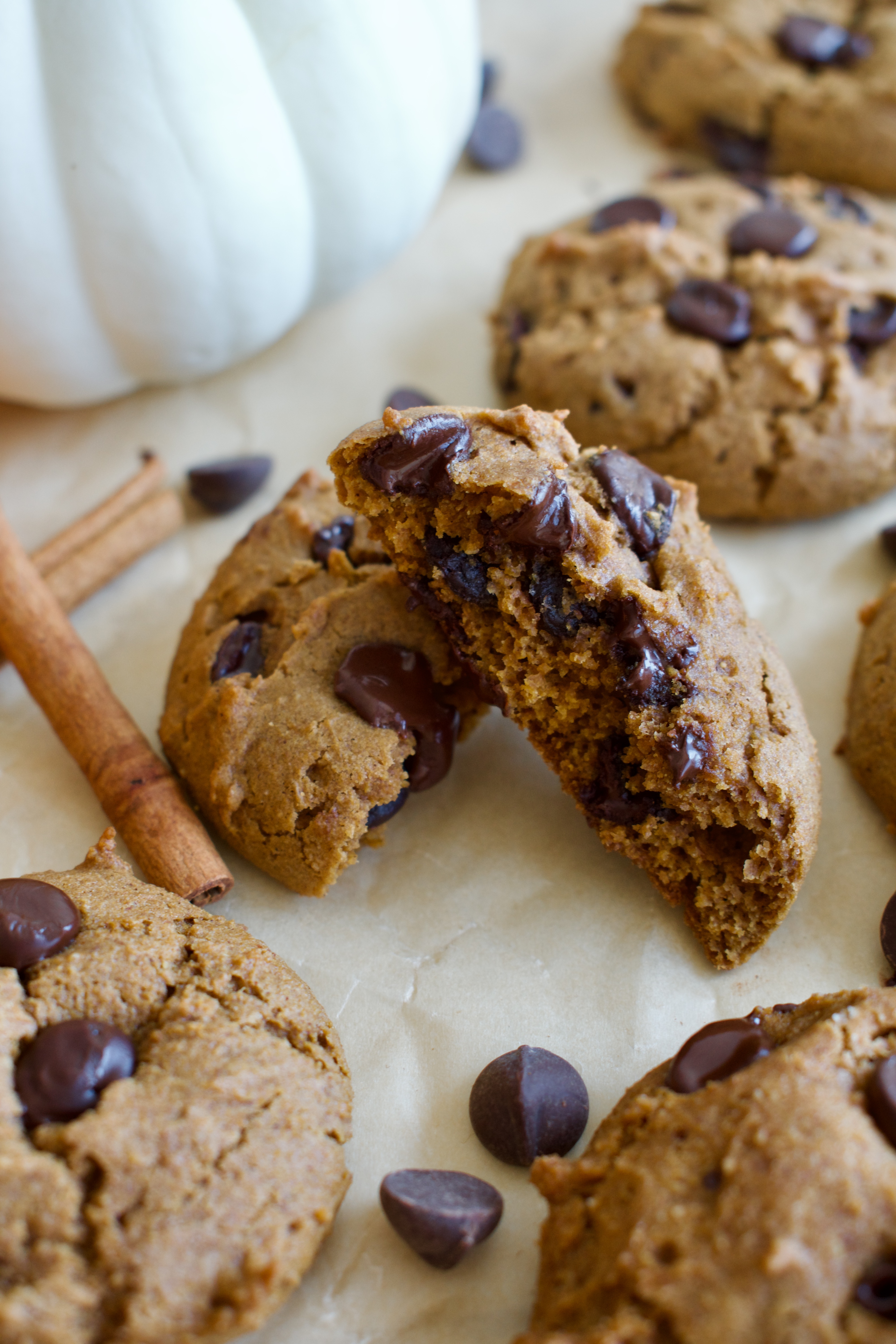 healthy gluten free chocolate chip pumpkin cookies