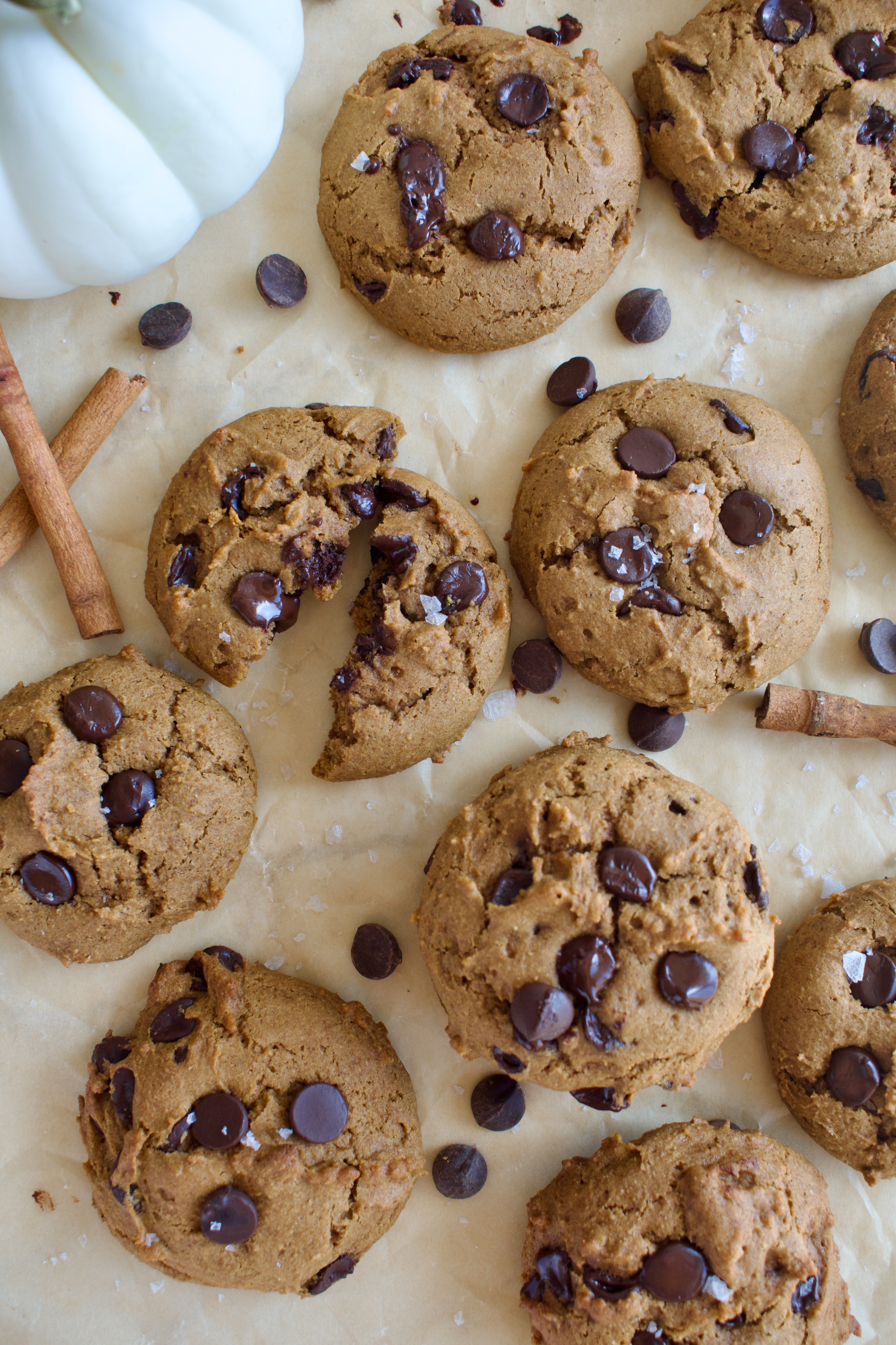 healthy gluten free chocolate chip pumpkin cookies