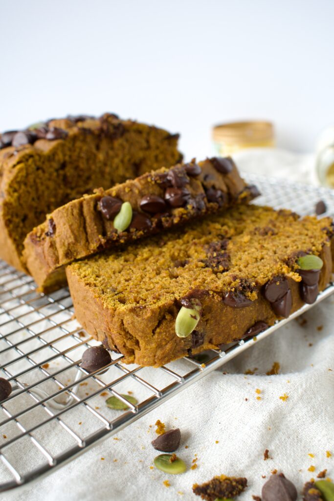 gluten free pumpkin bread with chocolate chips