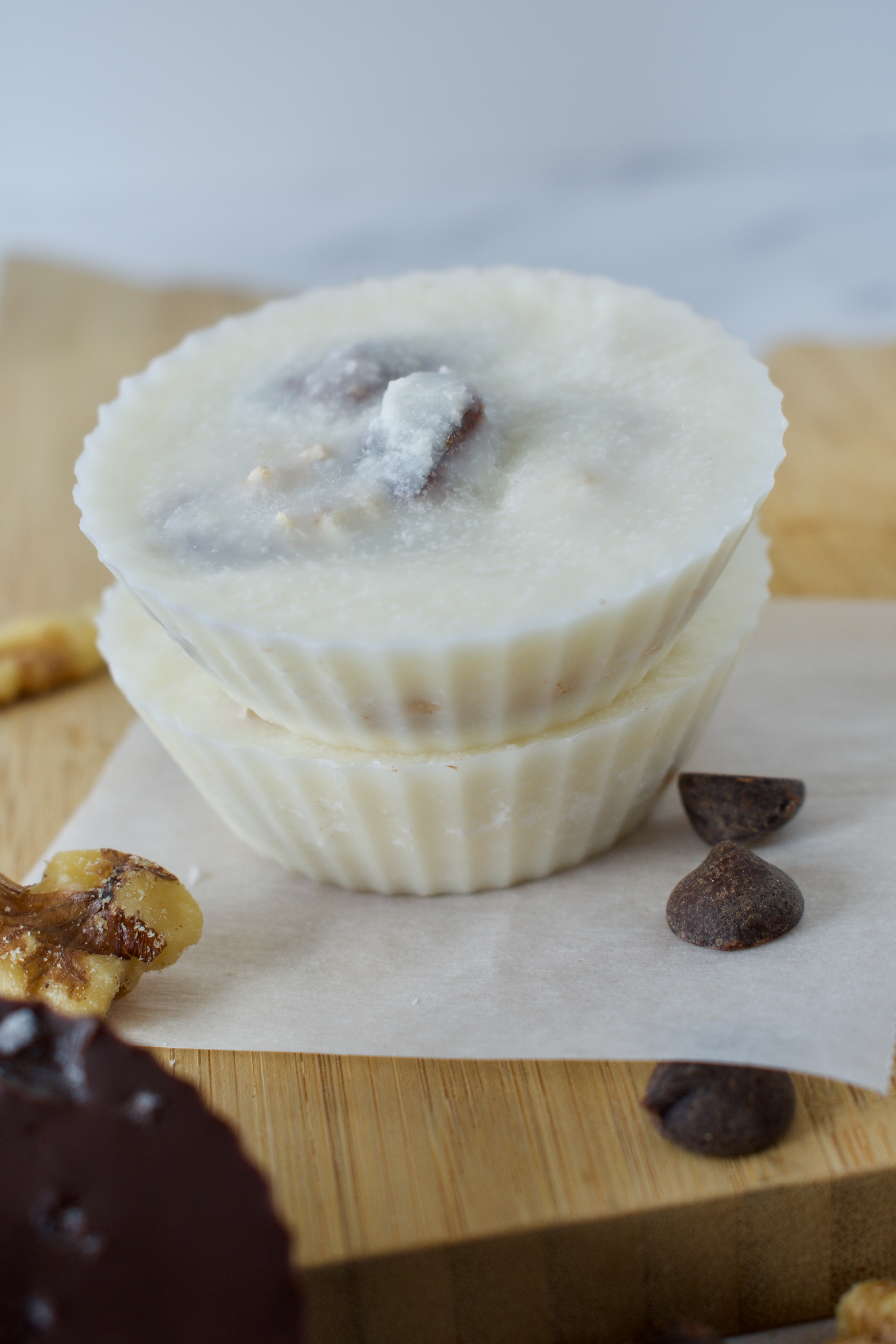 gluten free and paleo chocolate and coconut butter walnut date cups