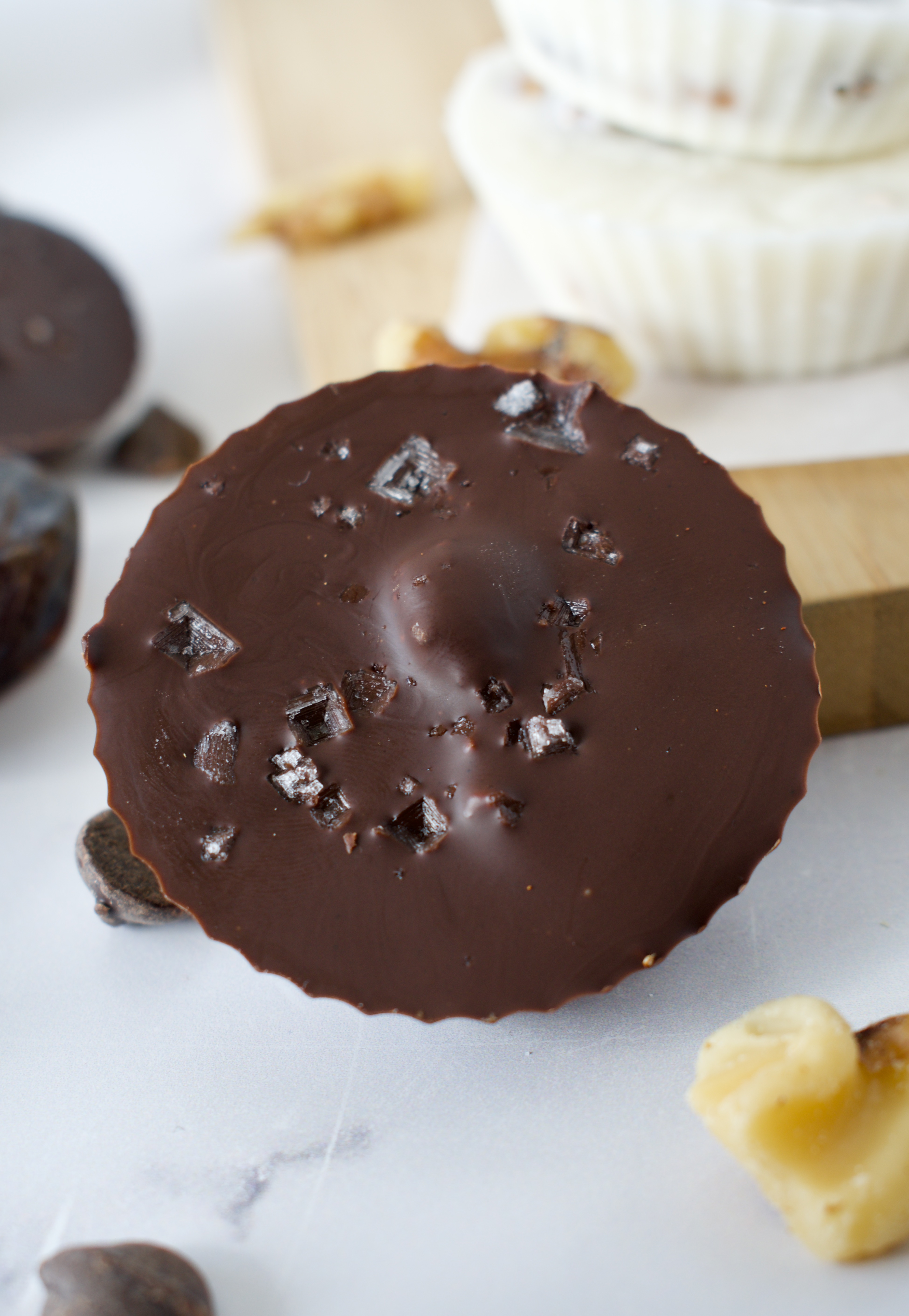gluten free and paleo chocolate and coconut butter walnut date cups
