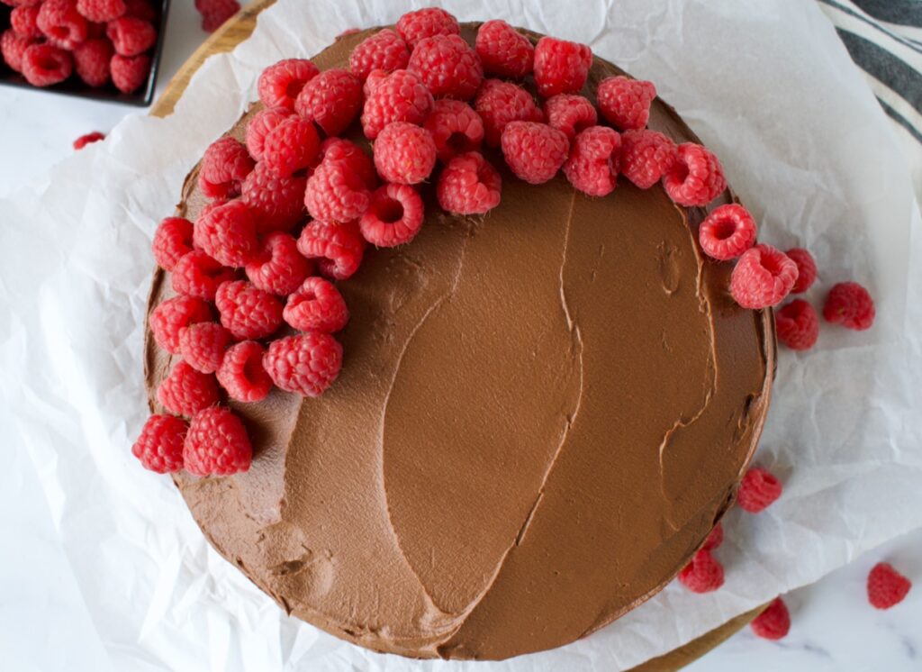 gluten free cake with chocolate frosting