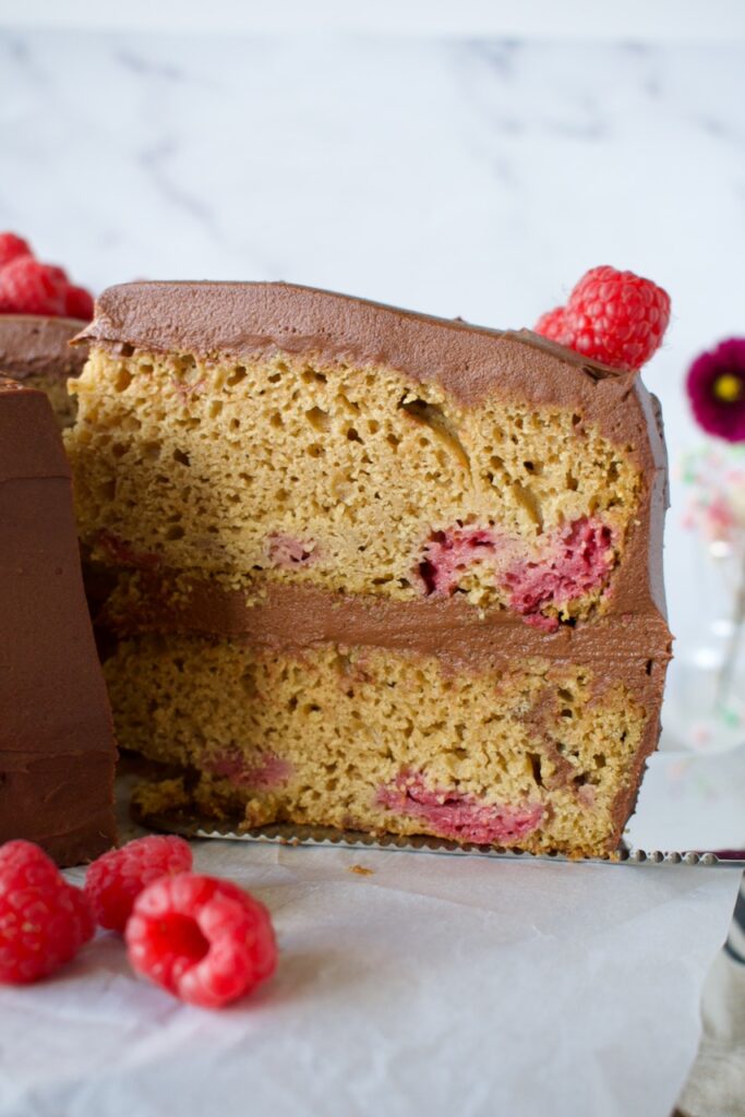 gluten free vanilla raspberry cake