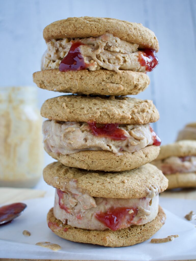 gluten free and dairy free granola butter and jelly ice cream sandwiches