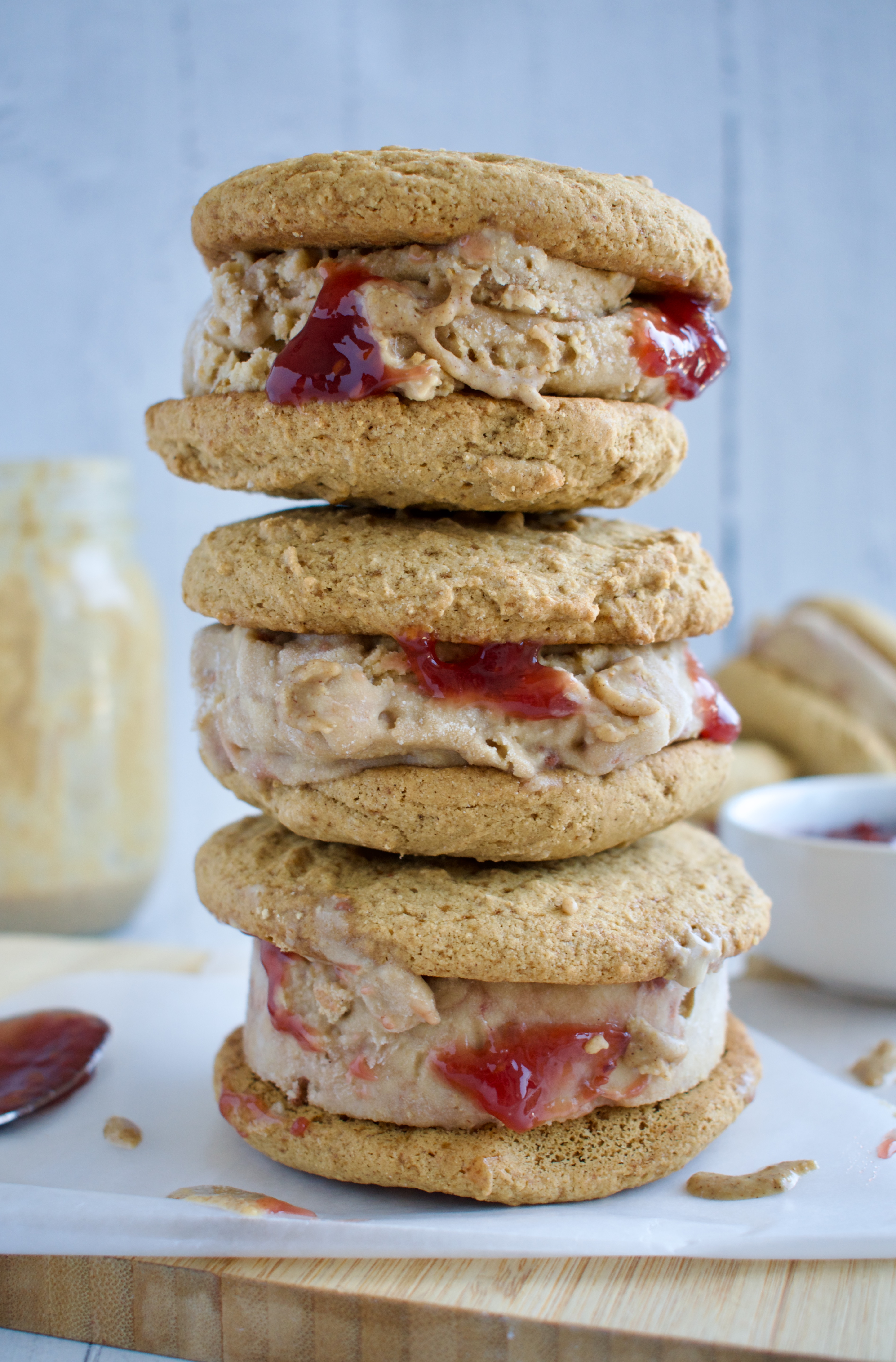 peanut butter and jelly ice cream sandwiches