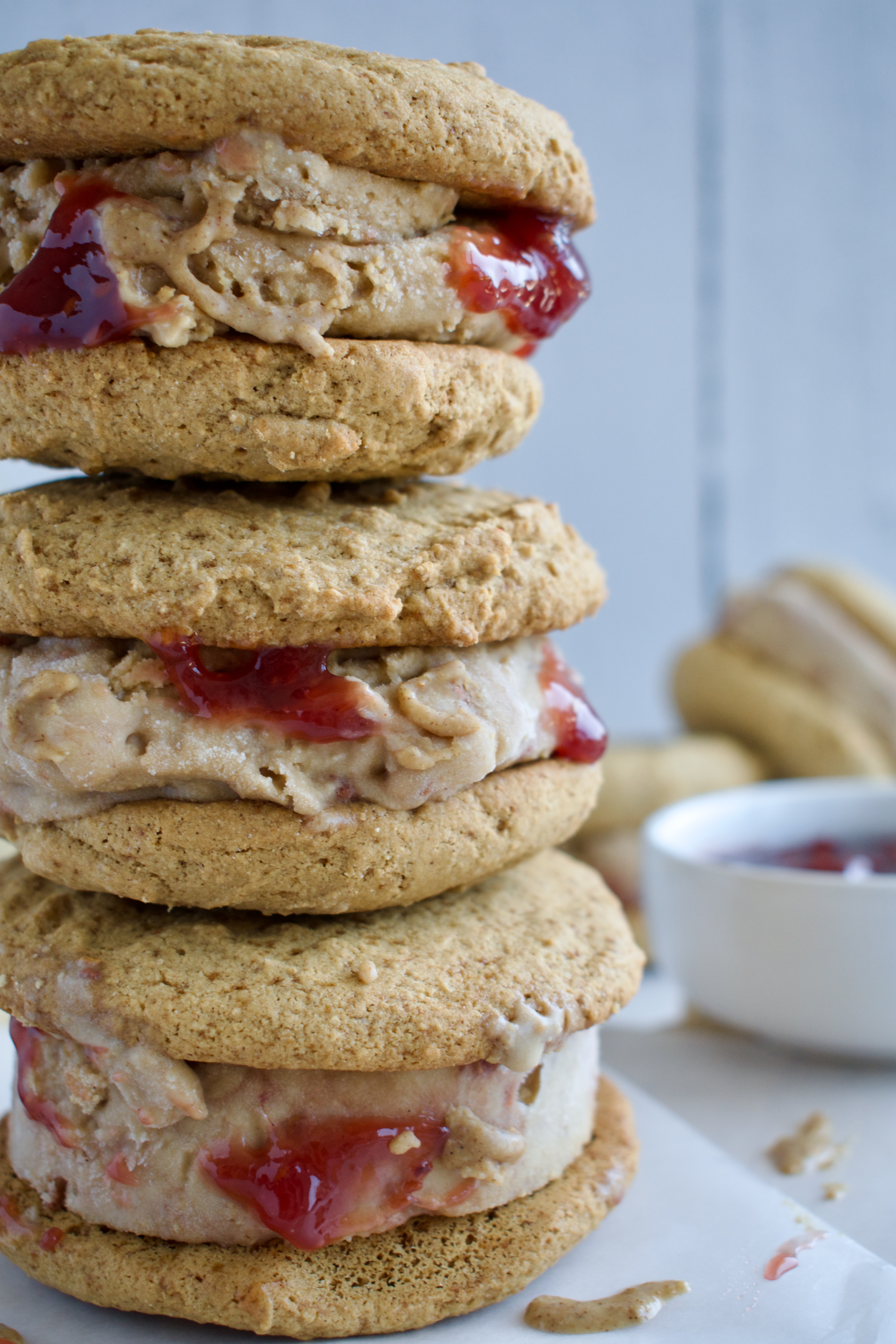 gluten free and dairy free pb&j ice cream sandwiches