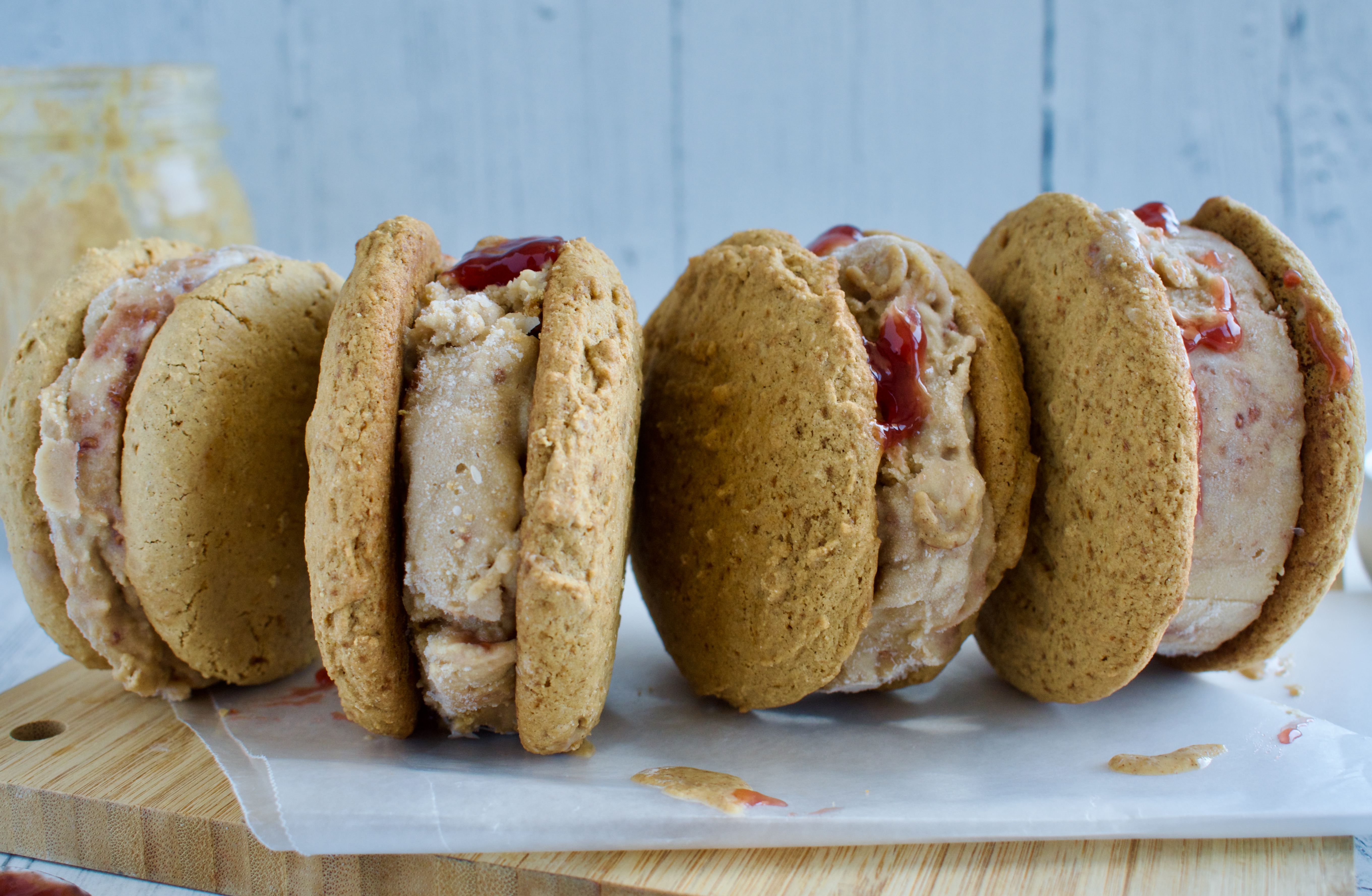 gluten free and dairy free pb&j ice cream sandwiches