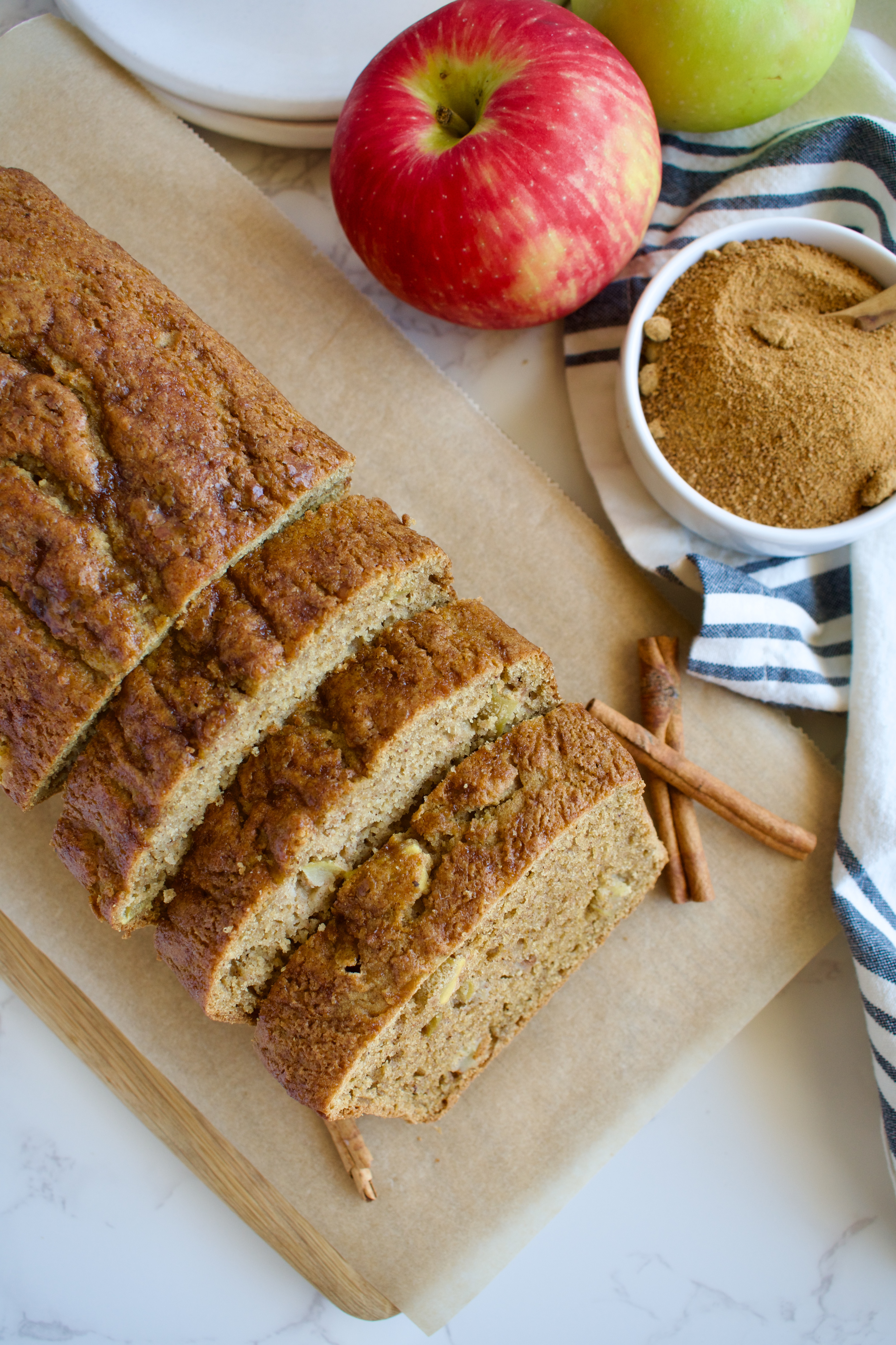 gluten free and refined sugar free apple cinnamon bread