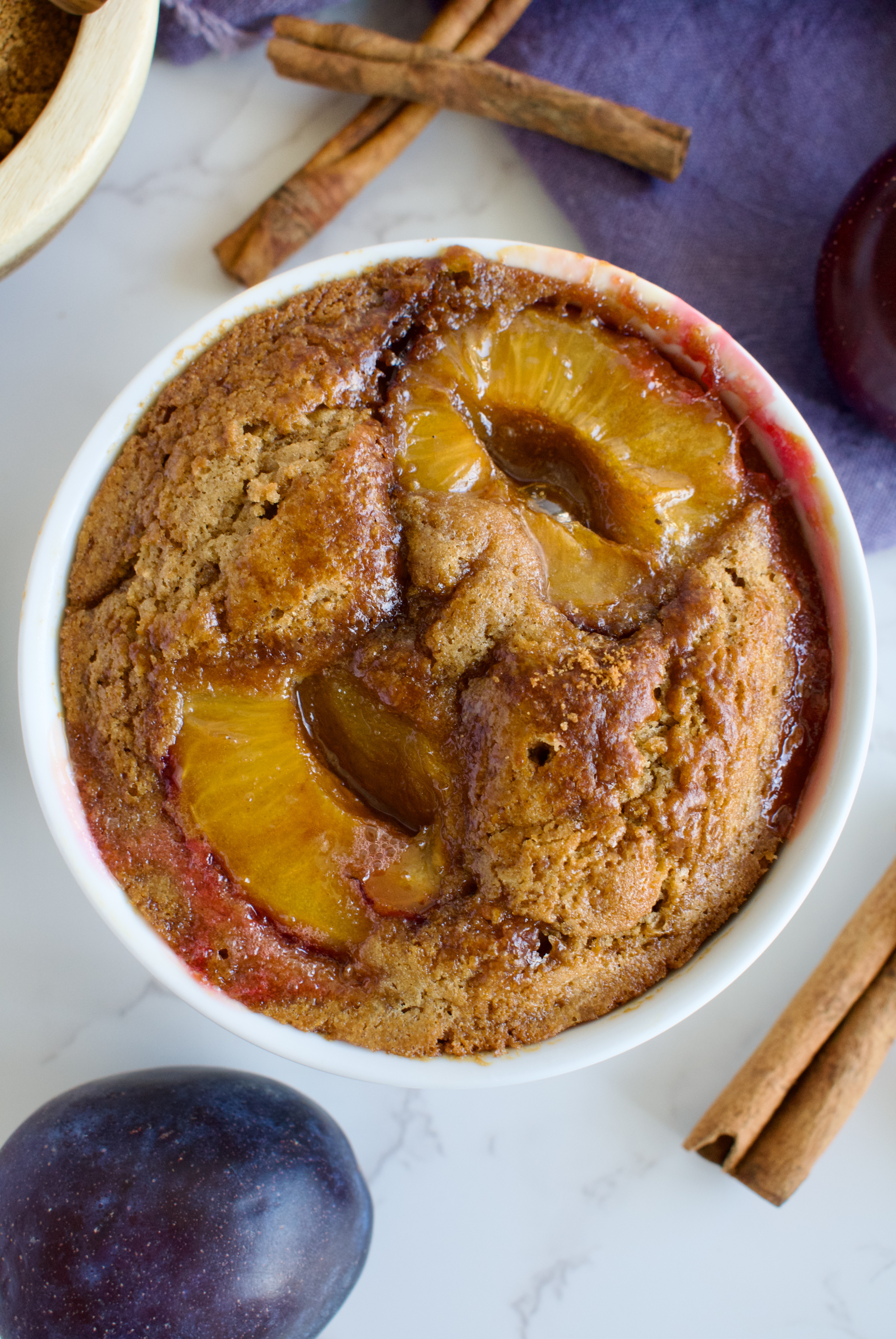 single serving gluten free and dairy free plum cake