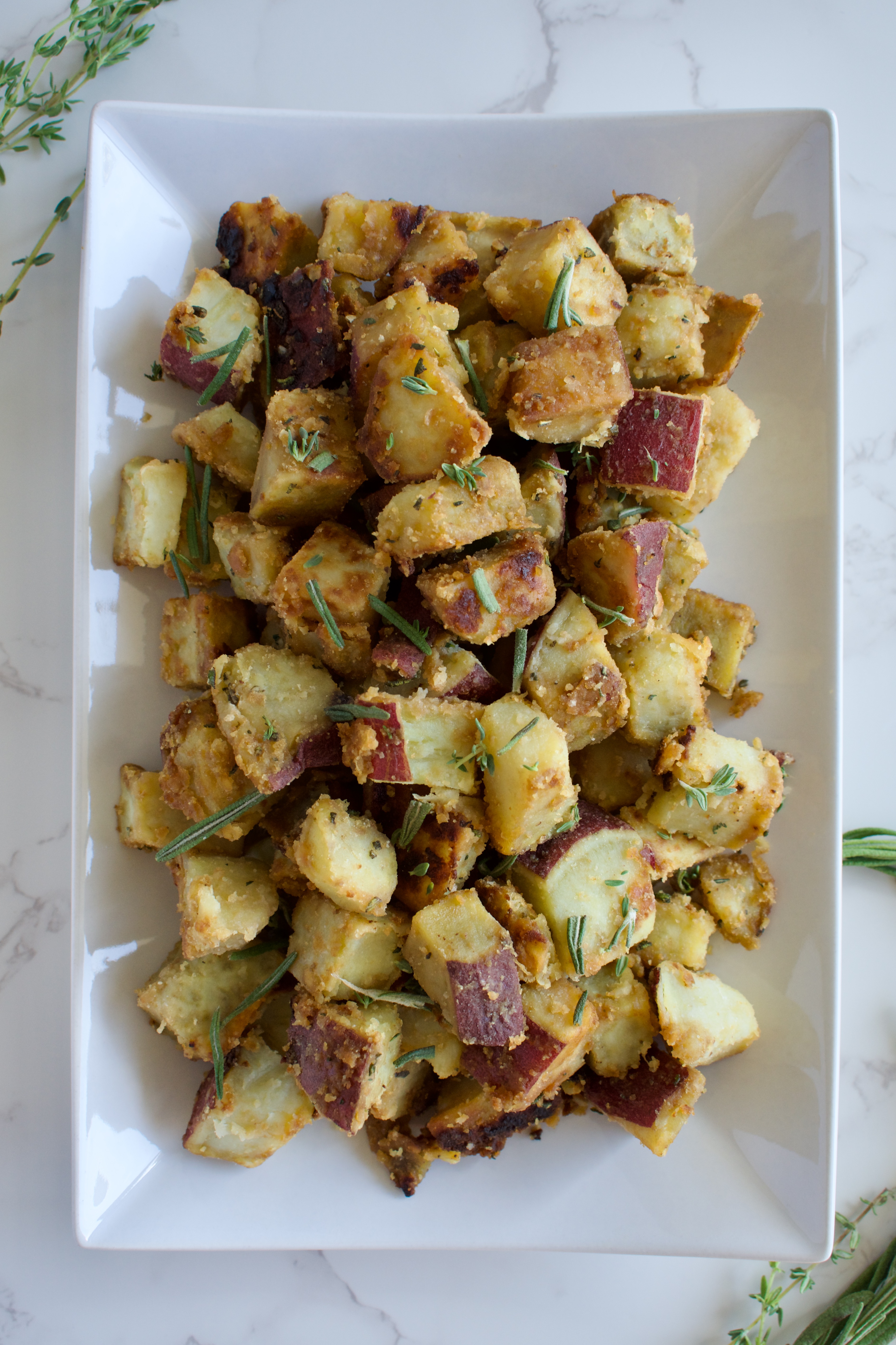 skillet herbed japanese sweet potatoes