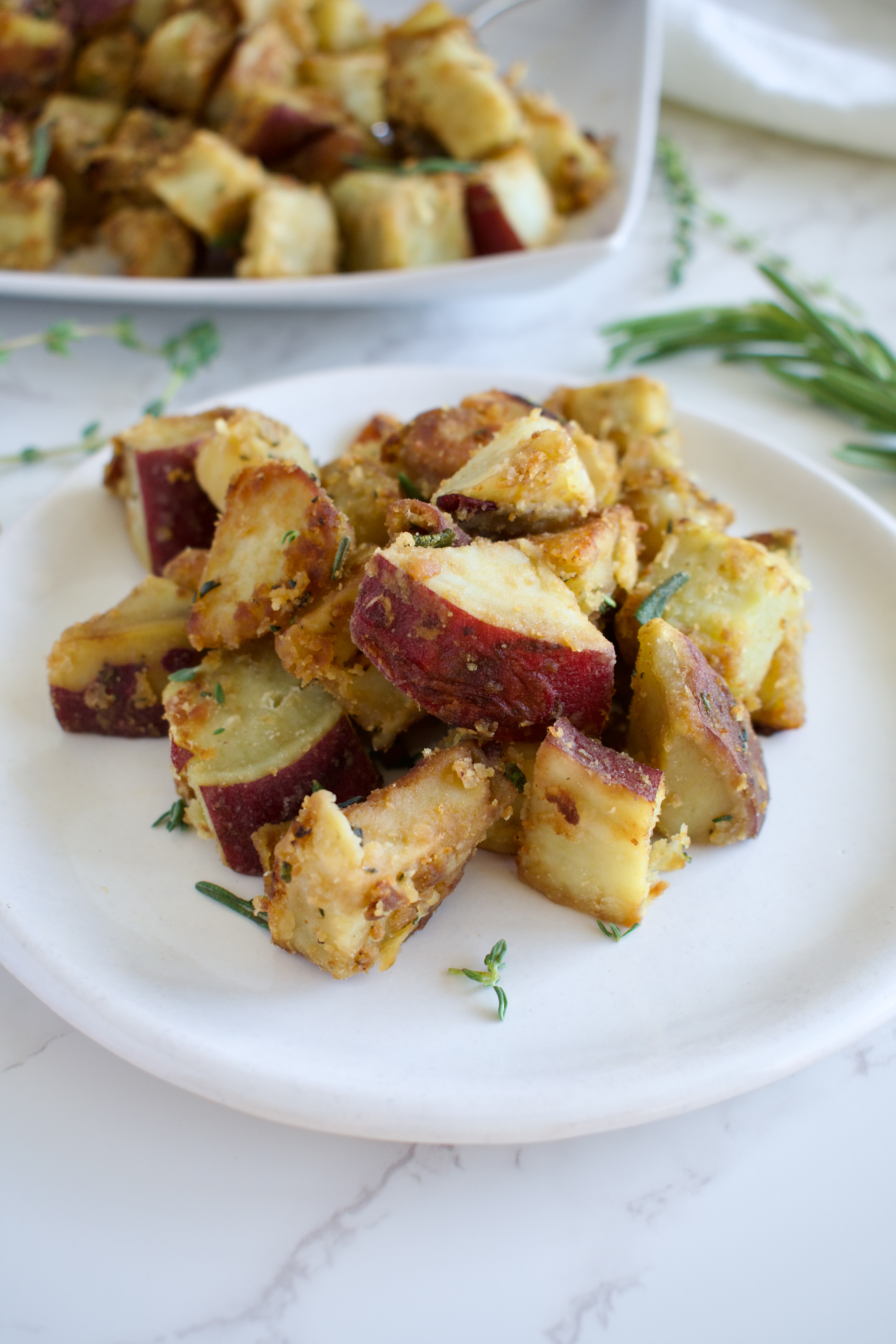 skillet rosemary japanese sweet potatoes