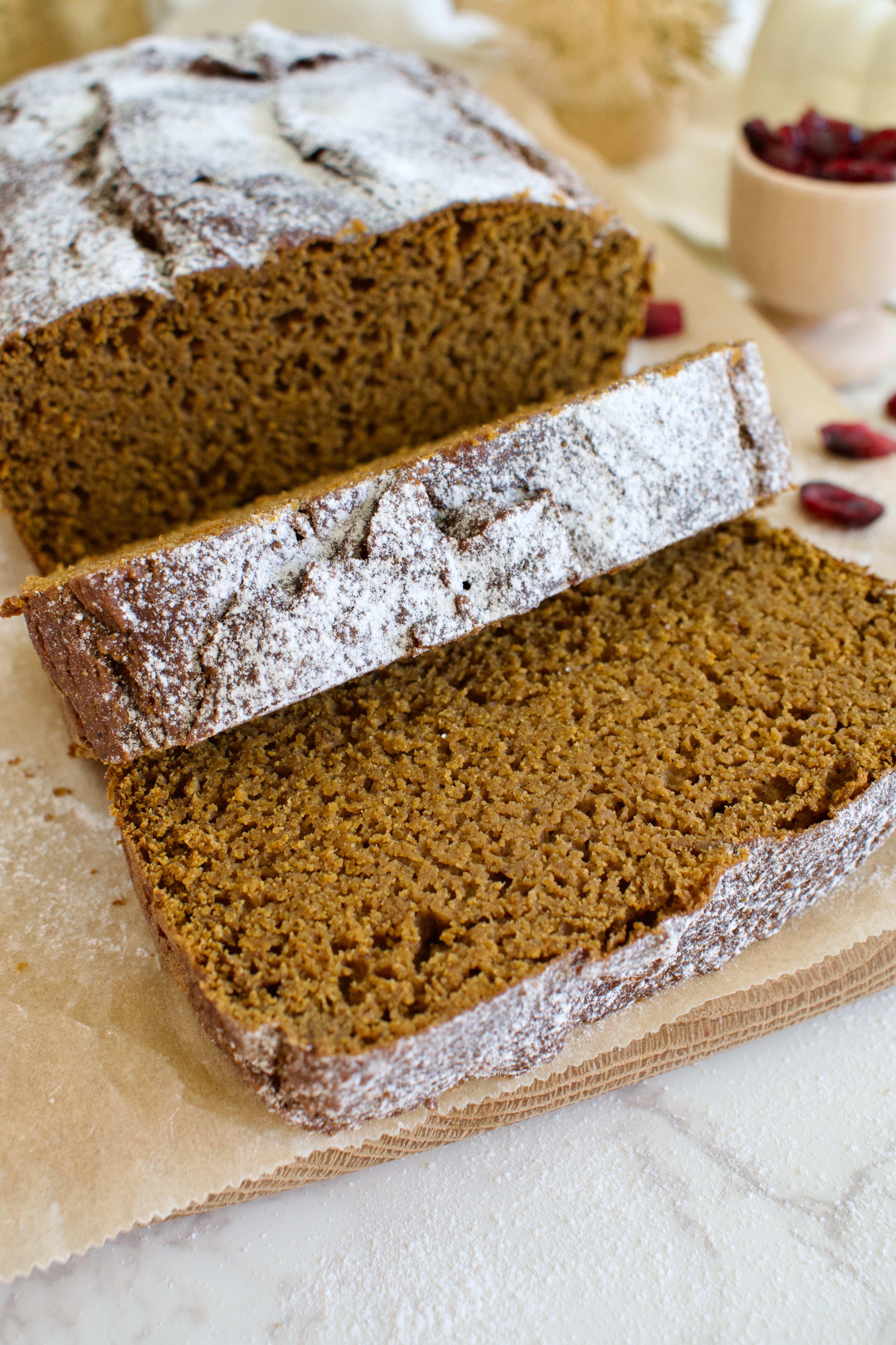 healthy gluten free and dairy free pumpkin gingerbread 