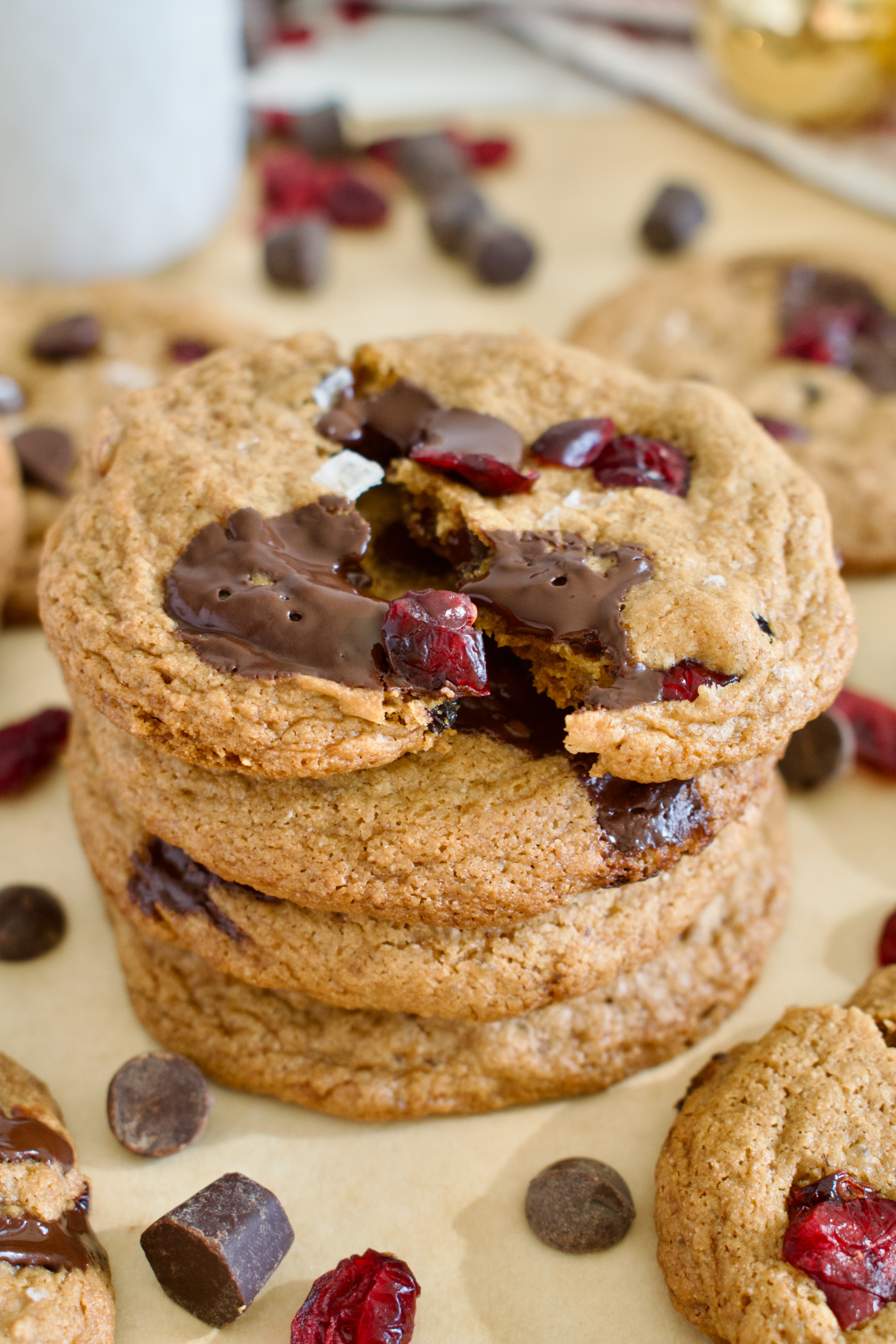 healthier gluten free cranberry chocolate chip cookies