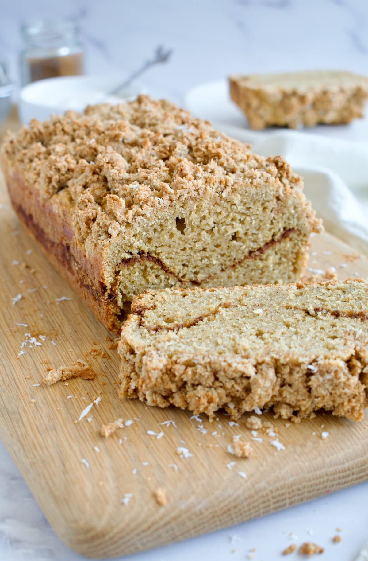 coffee cake in loaf pan