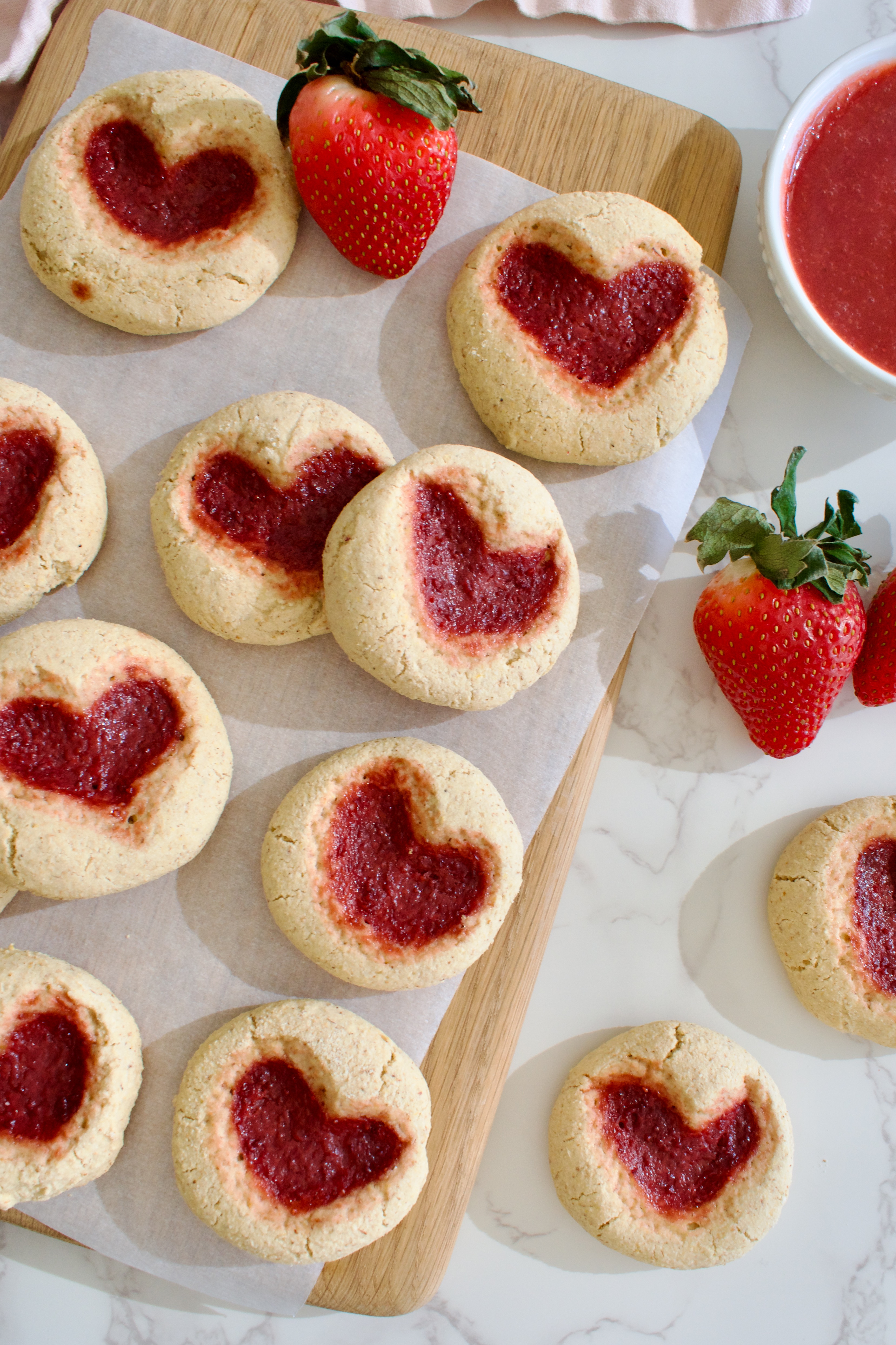 paleo heart thumbprint cookies