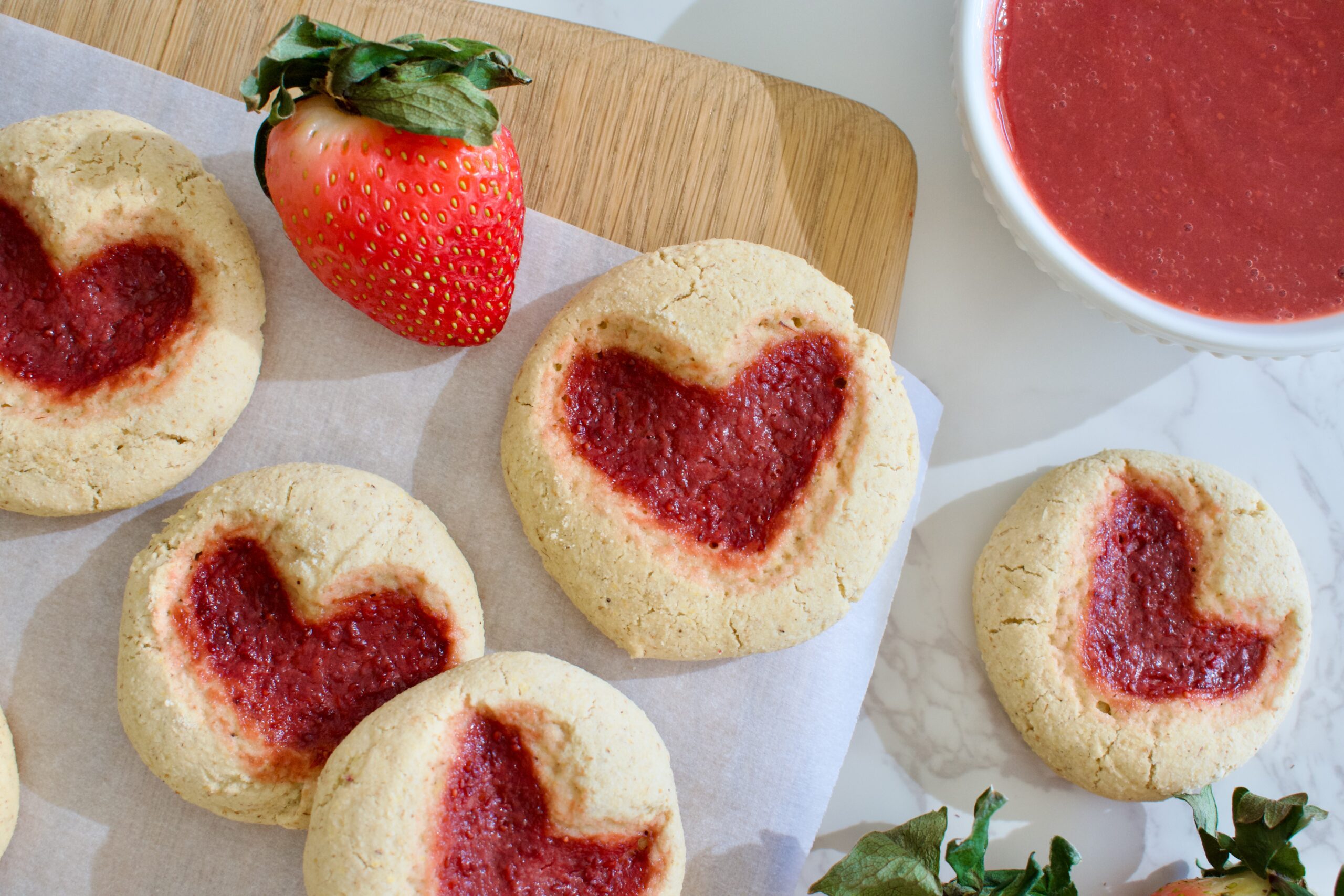 paleo heart thumbprint cookies