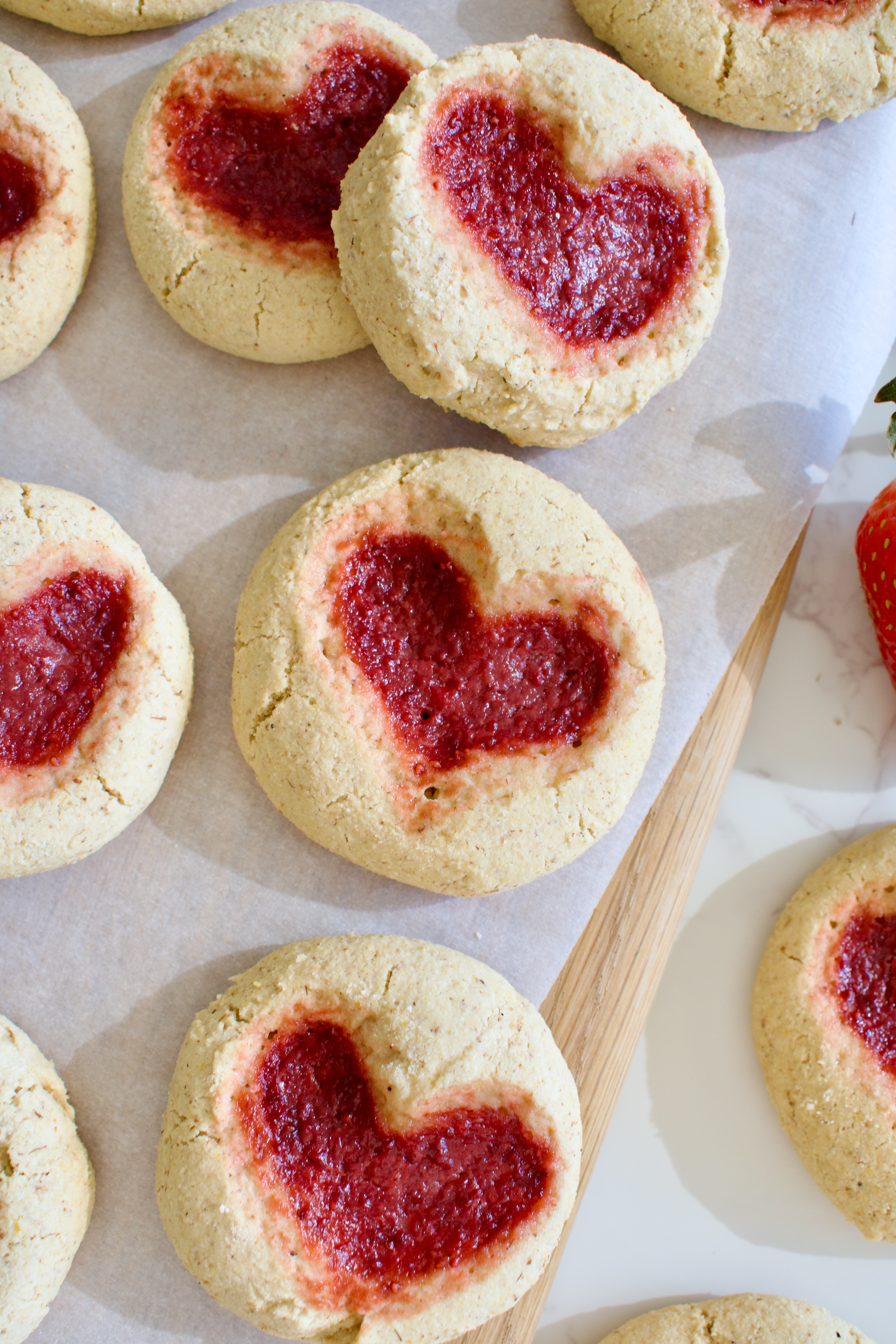 valentine's day thumbprint cookies