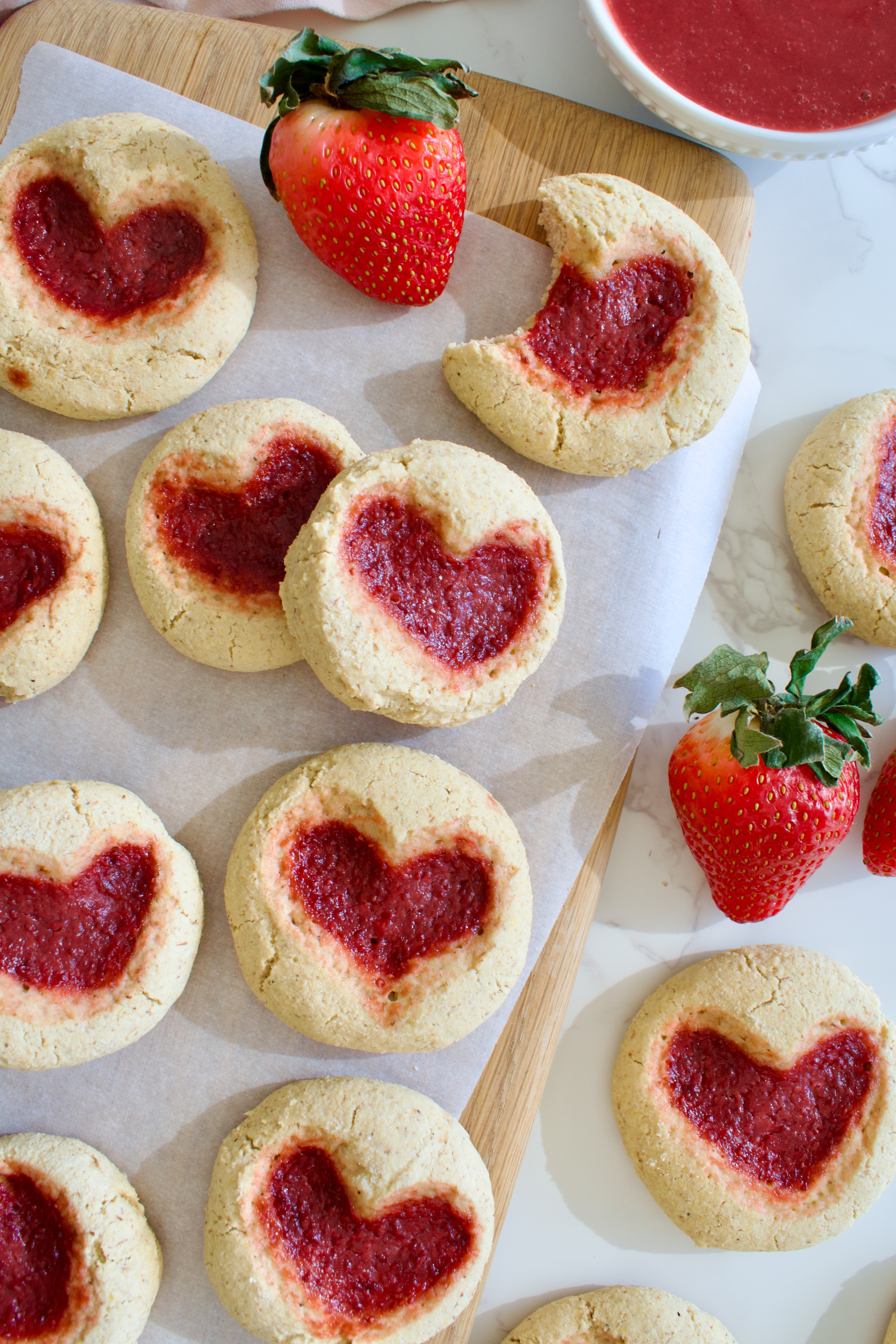 healthy paleo heart thumbprint cookies