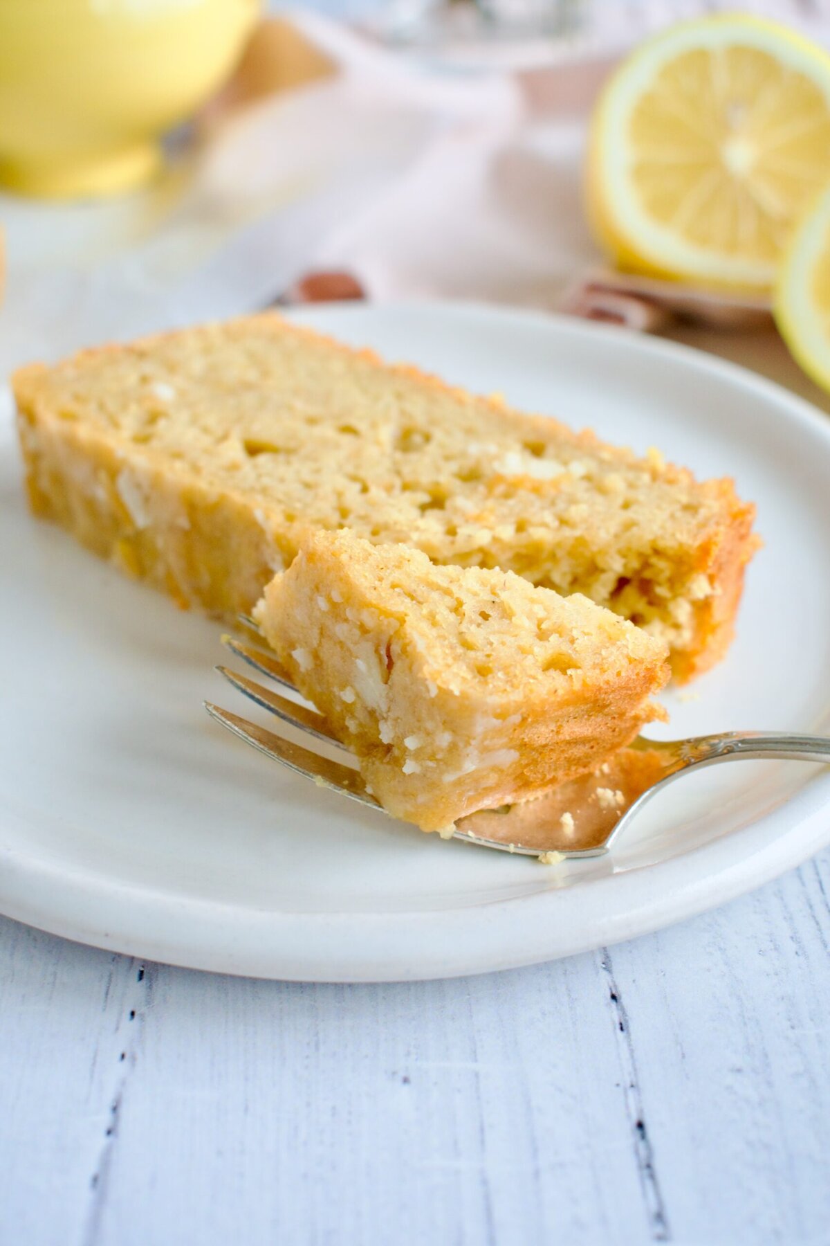 healthy gluten free lemon loaf with citrus glaze
