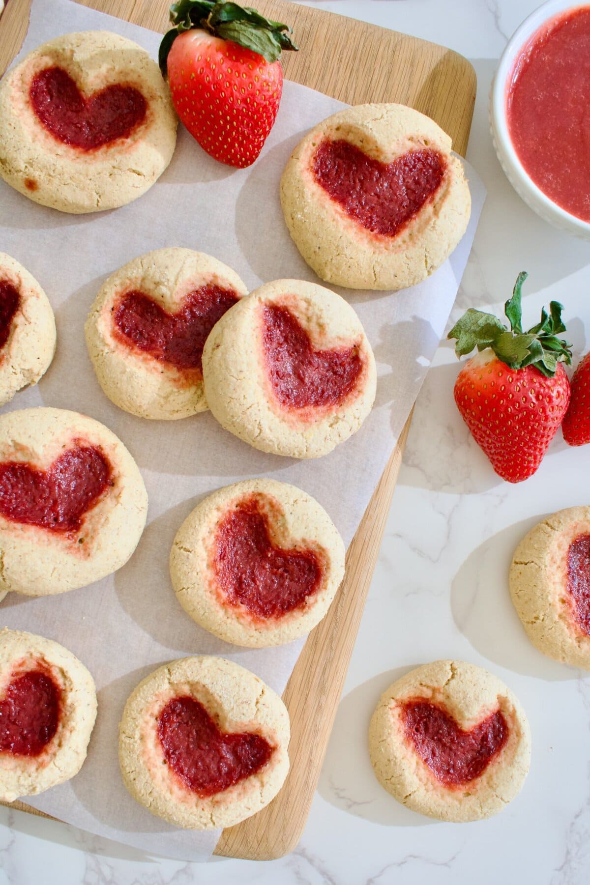 paleo heart thumbprint cookies