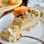 gluten free and dairy free peach crumble cheesecake