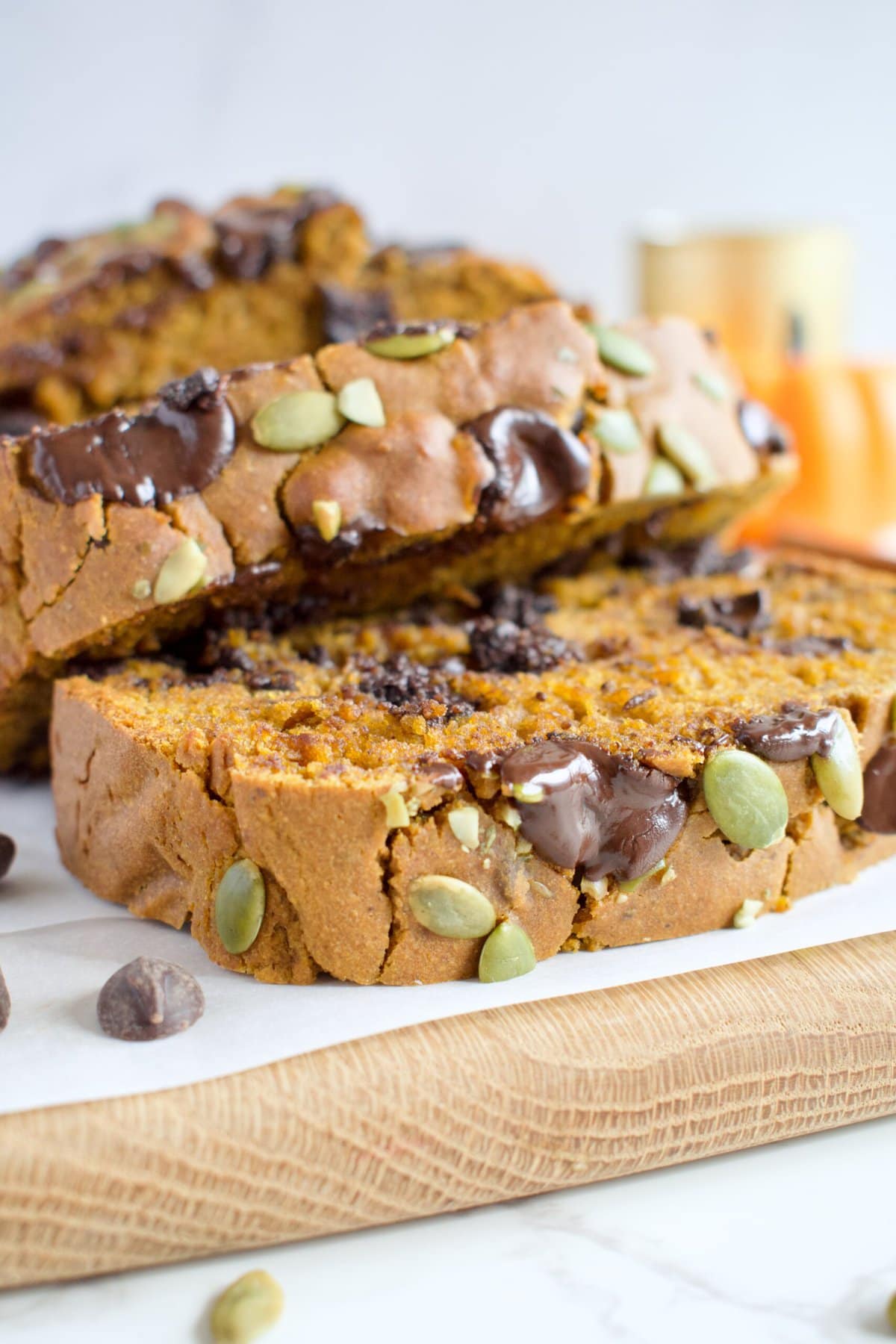 gluten free dairy free pumpkin bread with chocolate chips