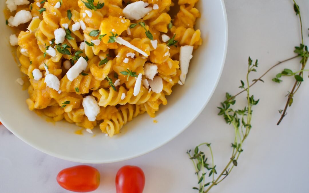 Creamy Butternut Squash and Feta Pasta (Gluten-Free, Paleo Option, Vegan Option)