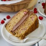 gluten free vanilla raspberry cake with chocolate frosting