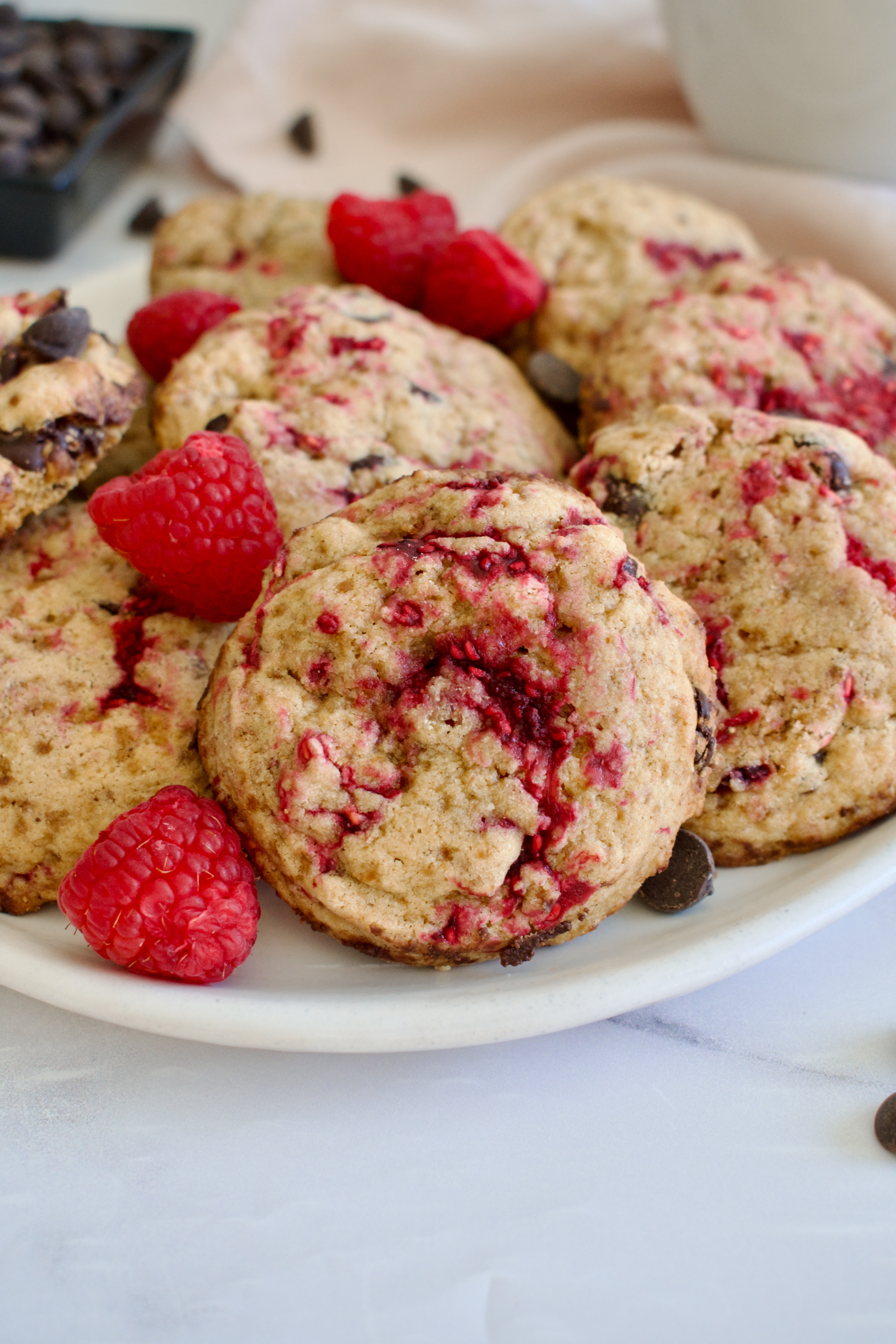 gluten free raspberry chocolate chip cookies