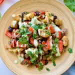 plantain taco bowl with dairy free avocado cream sauce