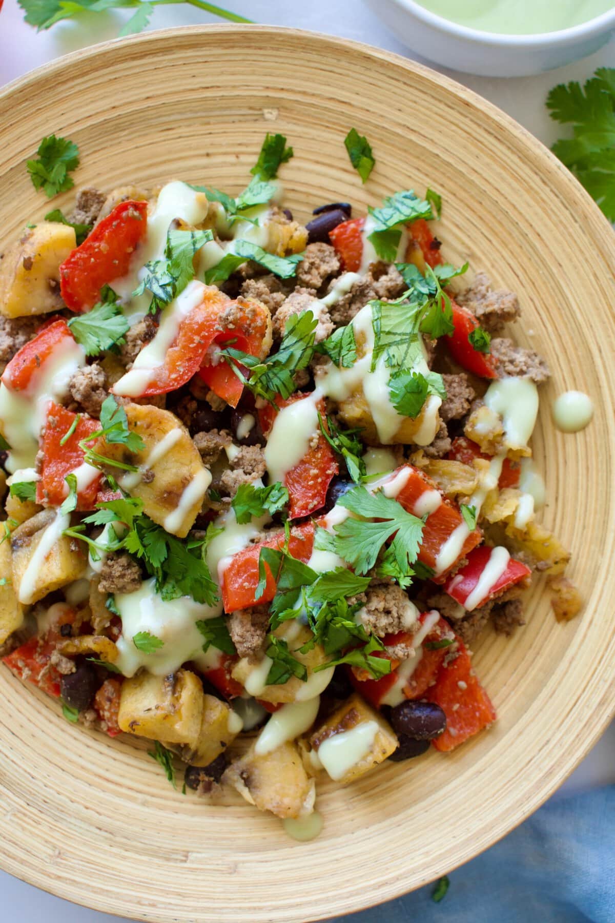 healthy plantain taco bowls with black beans