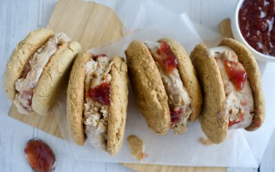 “Peanut” Butter and Jelly Ice Cream Sandwiches (Gluten Free, Dairy Free)