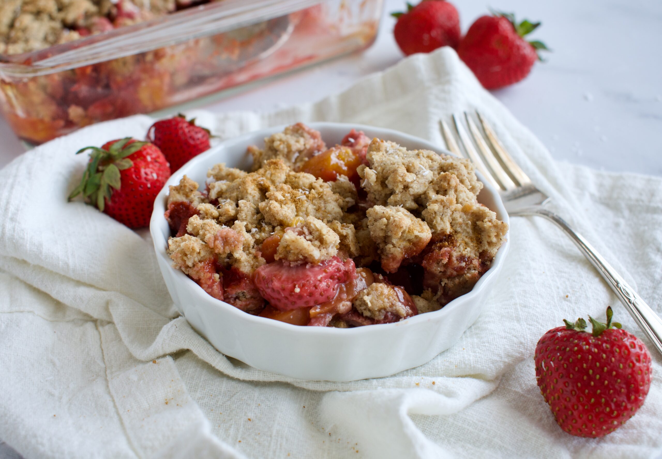 Paleo Strawberry-Peach Crumble (Gluten Free, Dairy Free)