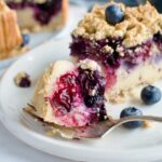 gluten free dairy free blueberry crumble cheesecake