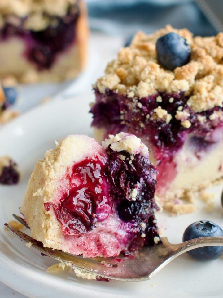 gluten free blueberry crumble cheesecake