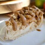 gluten free, dairy free, and refined sugar free caramel apple crumble cheesecake