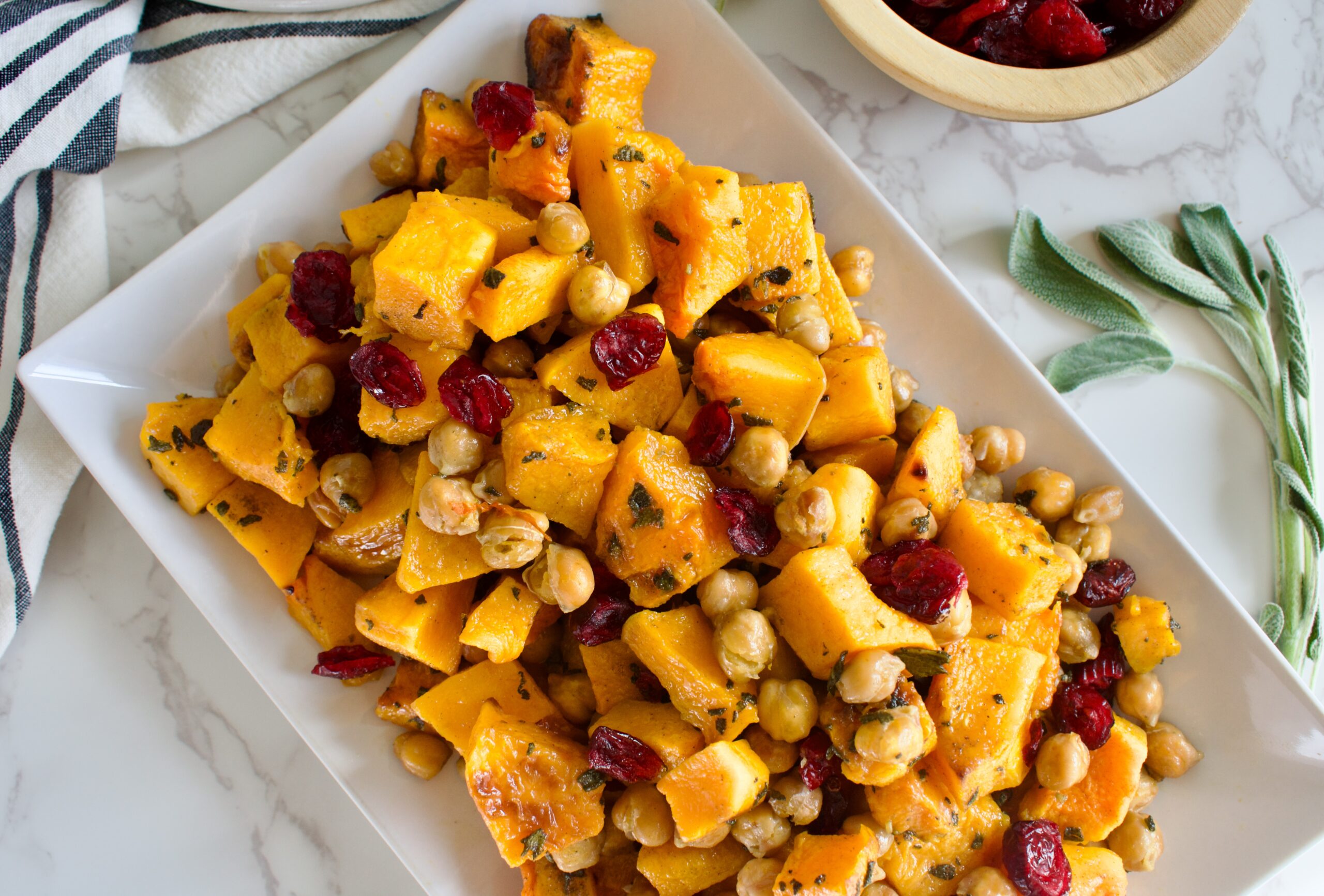 Sage Roasted Butternut Squash with Chickpeas (Gluten free, Vegan)