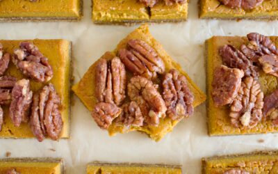 Gluten Free Pumpkin Pie Bars with Caramelized Pecans