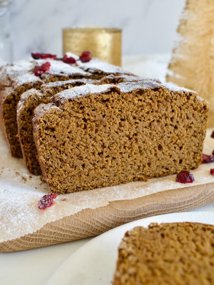 gluten free and dairy free pumpkin gingerbread loaf