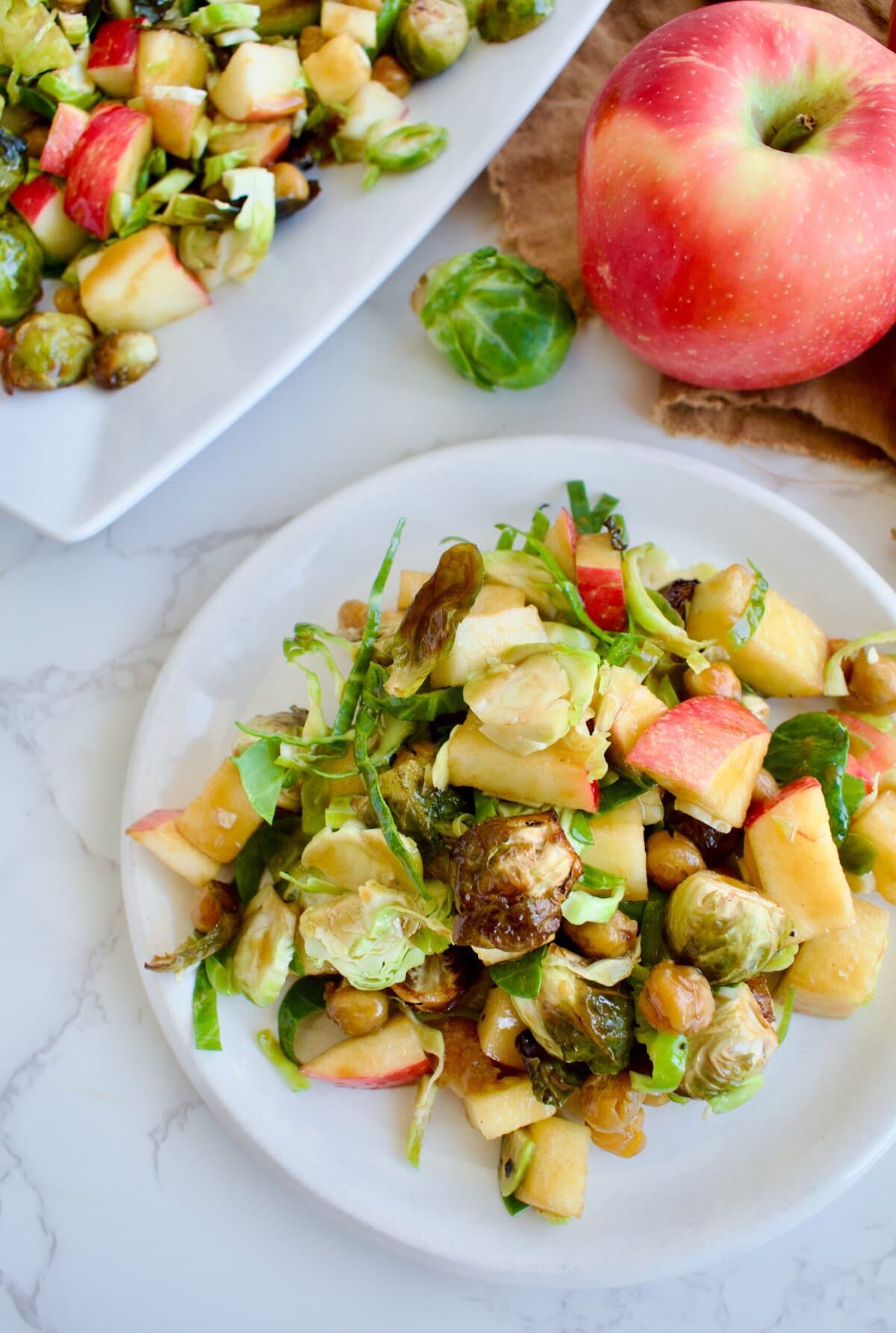raw and roasted brussels sprouts salad