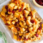 sage roasted butternut squash with cranberries and chickpeas
