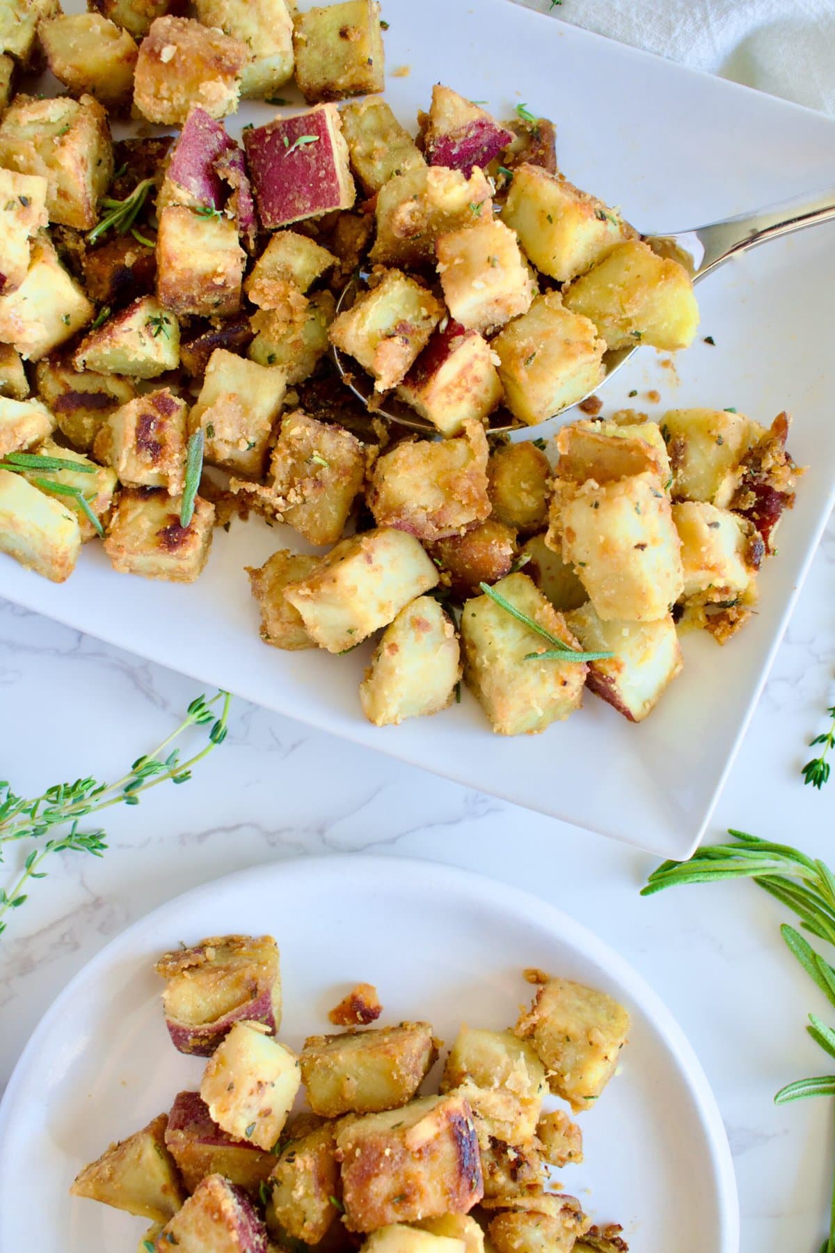 skillet herbed Japanese sweet potatoes