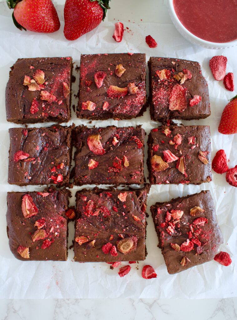 gluten free fudgy strawberry brownies