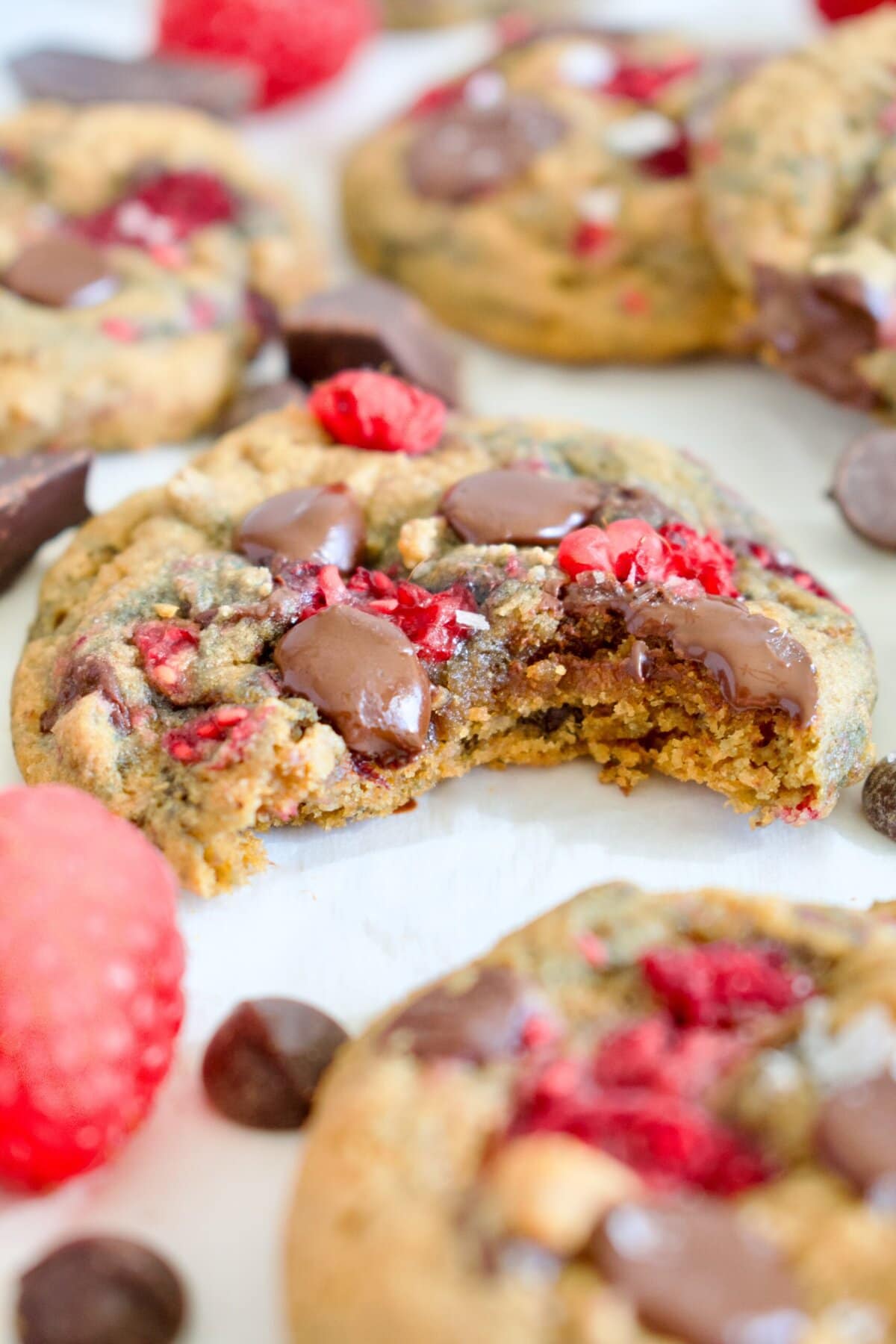 refined sugar free raspberry chocolate chip cookies