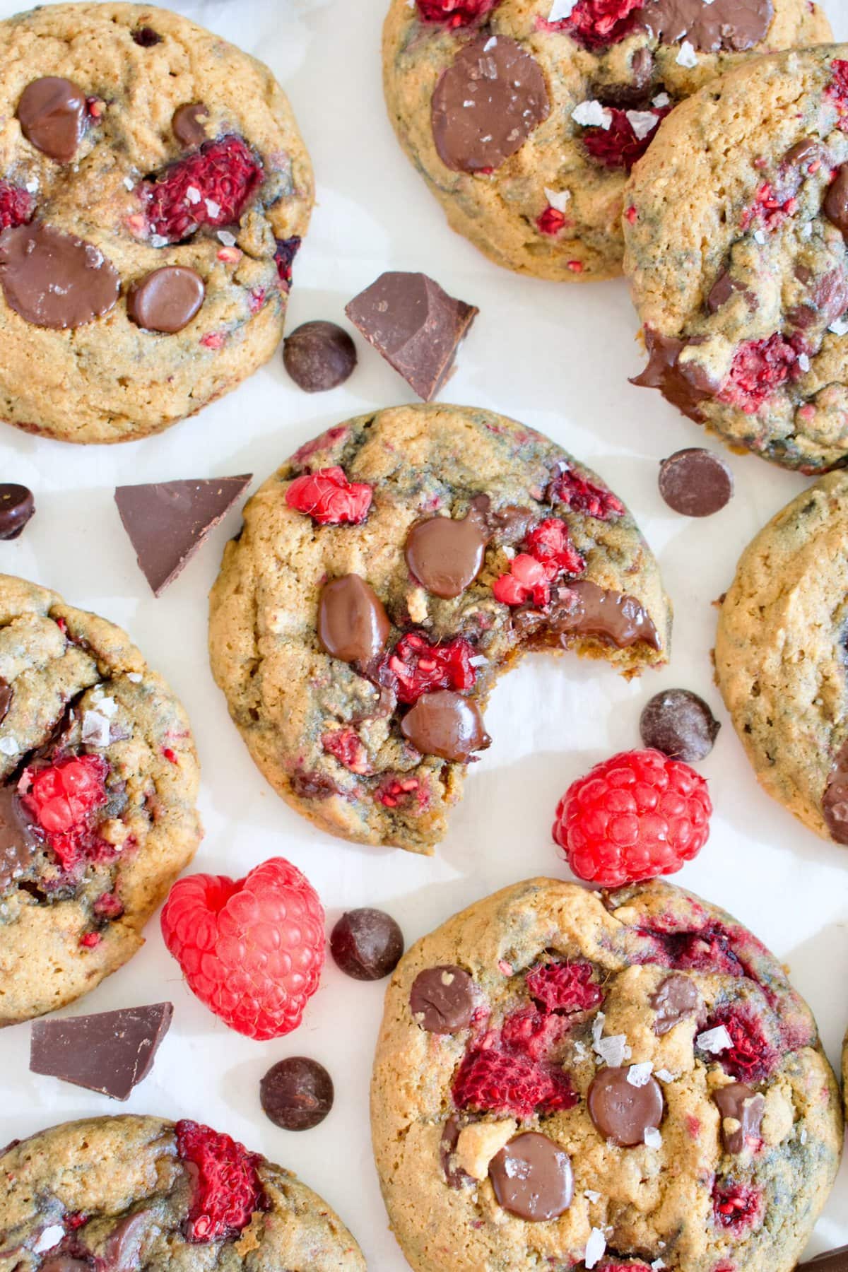 gluten free valentine's day raspberry chocolate chip cookies