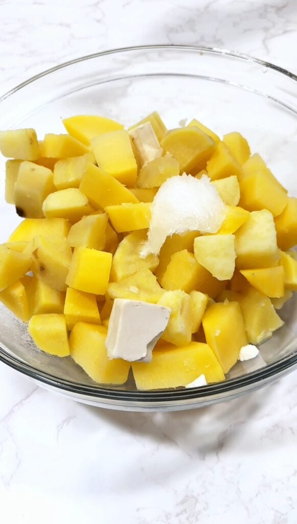 how to make vegan rutabaga and sweet potato mash