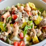 healthy gluten free big mac casserole with special sauce