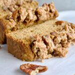 gluten free dairy free zucchini bread with pecan crumble